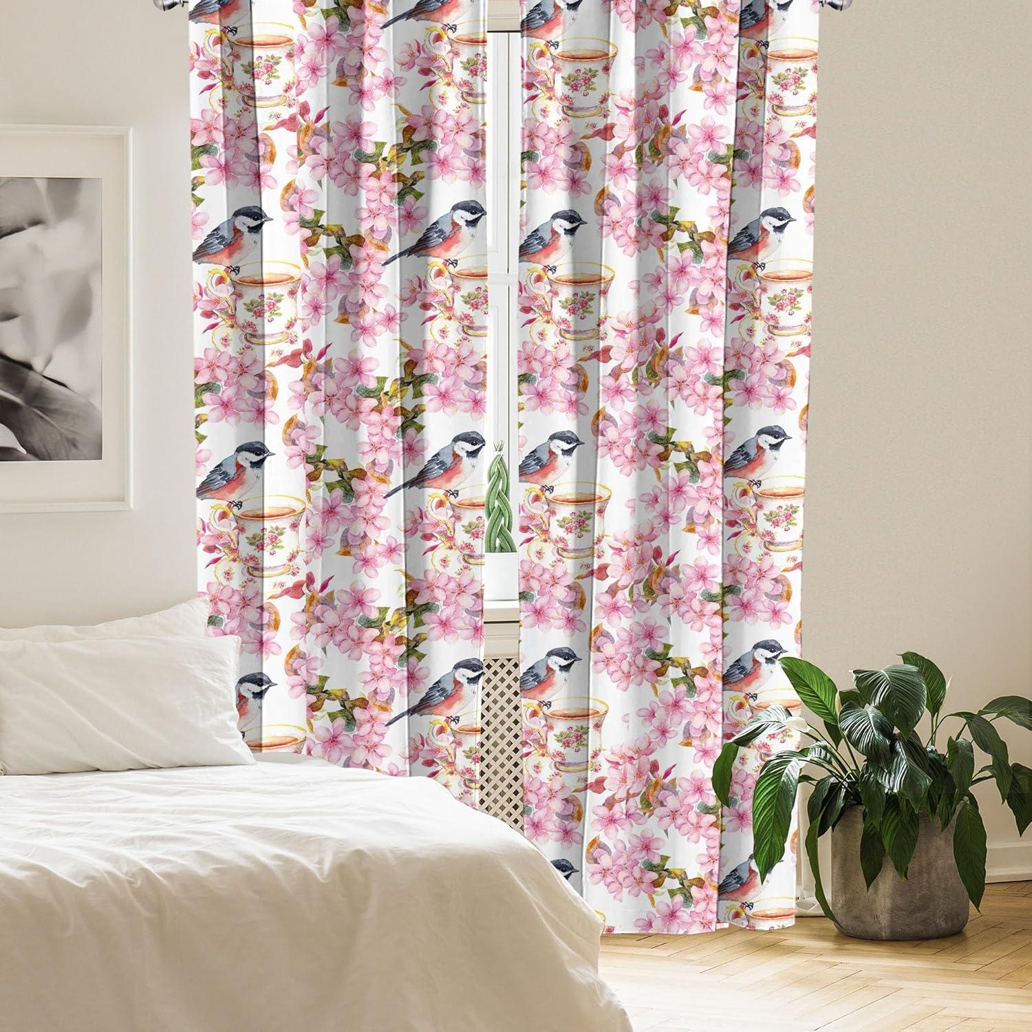 imageAmbesonne Leaf Print Curtains Neutral Toned Woodland Branches Leaves Design on Grunge Striped Back Window Treatments 2 Panel Set for Living Room Bedroom Pair of 28quot x 95quot Grey Teal Pale RedwoodOff White Pale Pink