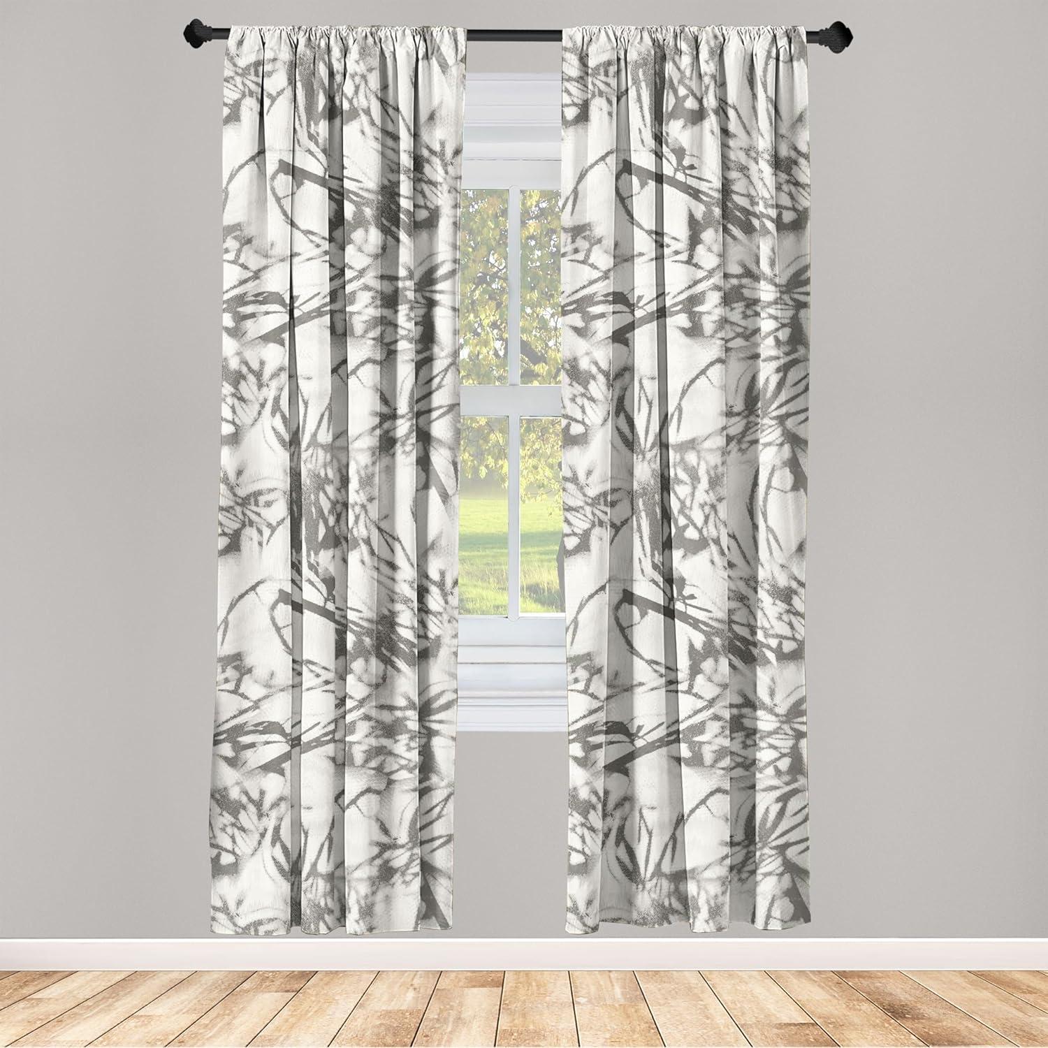 imageAmbesonne Leaf Print Curtains Neutral Toned Woodland Branches Leaves Design on Grunge Striped Back Window Treatments 2 Panel Set for Living Room Bedroom Pair of 28quot x 95quot Grey Teal Pale RedwoodIvory and Dimgray