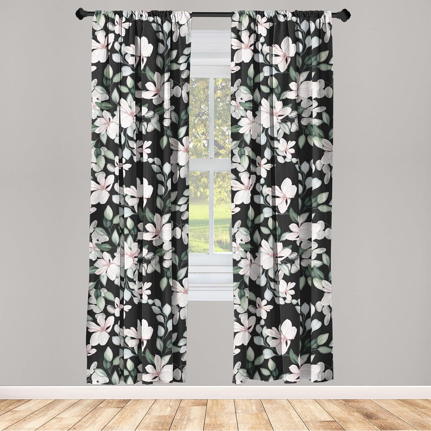 imageAmbesonne Leaf Print Curtains Neutral Toned Woodland Branches Leaves Design on Grunge Striped Back Window Treatments 2 Panel Set for Living Room Bedroom Pair of 28quot x 95quot Grey Teal Pale RedwoodPale Rose Reseda Green