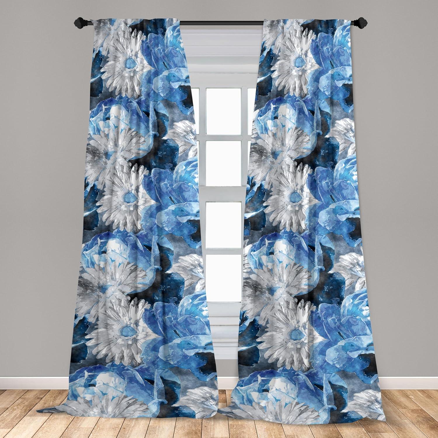 imageAmbesonne Leaf Print Curtains Neutral Toned Woodland Branches Leaves Design on Grunge Striped Back Window Treatments 2 Panel Set for Living Room Bedroom Pair of 28quot x 95quot Grey Teal Pale RedwoodPale Grey Cobalt Blue