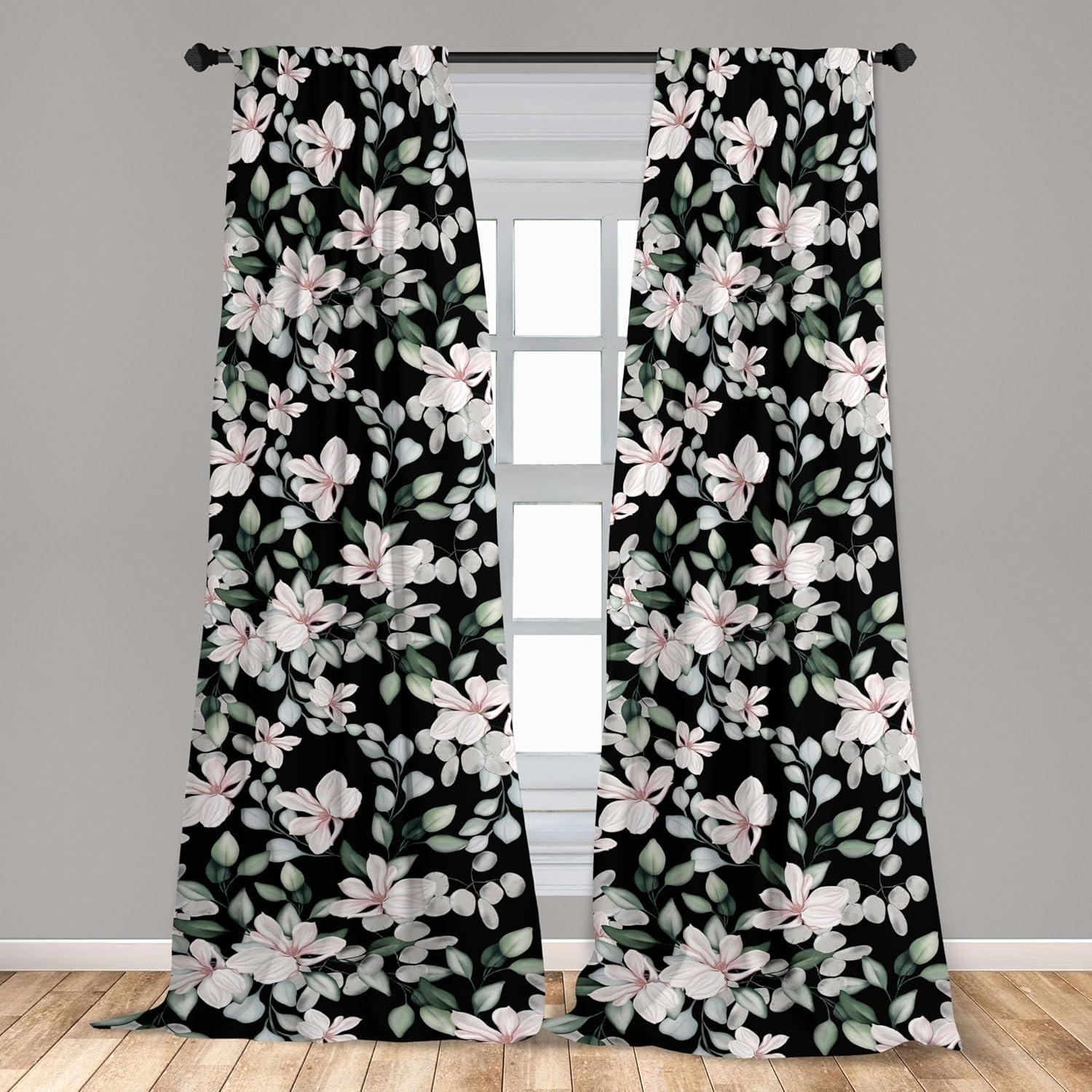 imageAmbesonne Leaf Print Curtains Neutral Toned Woodland Branches Leaves Design on Grunge Striped Back Window Treatments 2 Panel Set for Living Room Bedroom Pair of 28quot x 95quot Grey Teal Pale RedwoodPale Rose Reseda Green