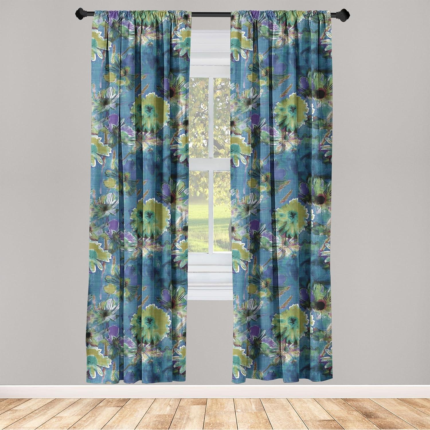 imageAmbesonne Leaf Print Curtains Neutral Toned Woodland Branches Leaves Design on Grunge Striped Back Window Treatments 2 Panel Set for Living Room Bedroom Pair of 28quot x 95quot Grey Teal Pale RedwoodDark Sky Blue Apple Green