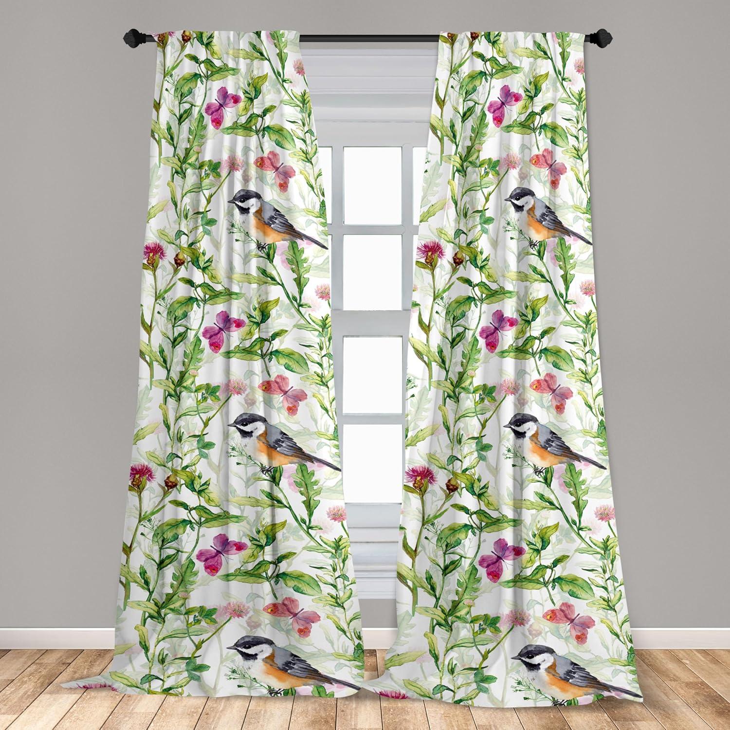 imageAmbesonne Leaf Print Curtains Neutral Toned Woodland Branches Leaves Design on Grunge Striped Back Window Treatments 2 Panel Set for Living Room Bedroom Pair of 28quot x 95quot Grey Teal Pale RedwoodGreen Magenta