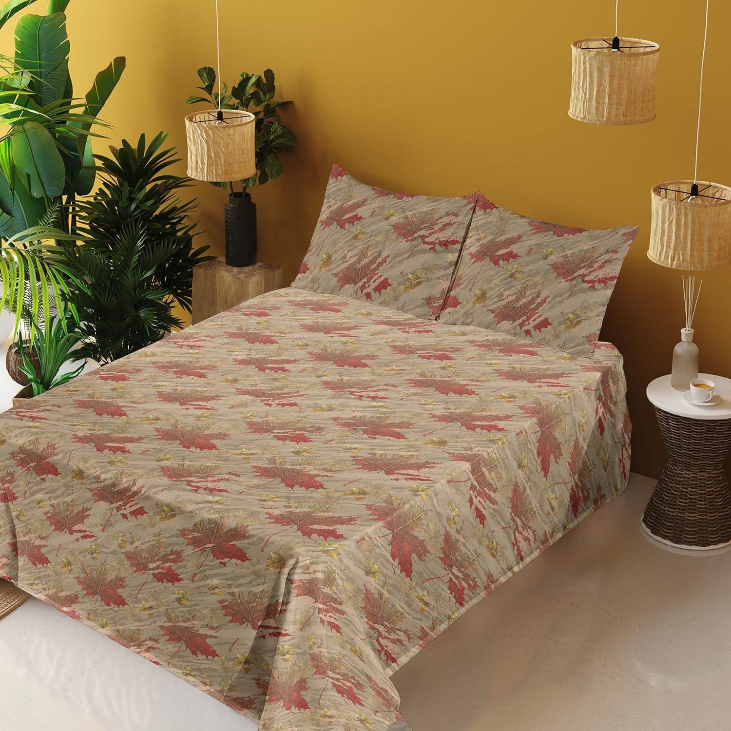 imageAmbesonne Meadow Vibes Sheet Set Line Art Neutral Colors Boho Pampas Design on Geometric Back Print Fitted and Flat Sheet with Pillowcase Bedding Accent 3 Piece Set Twin Pale Salmon Off WhiteDusk Ruby Pistachio Green