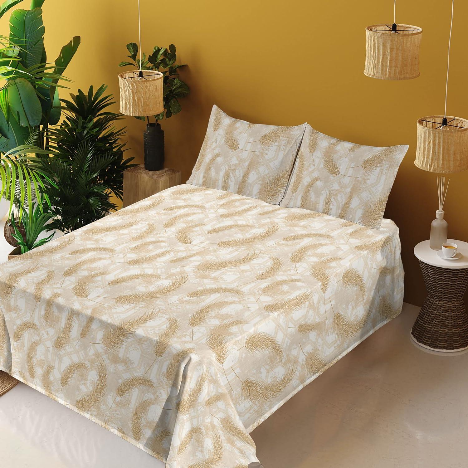 imageAmbesonne Meadow Vibes Sheet Set Line Art Neutral Colors Boho Pampas Design on Geometric Back Print Fitted and Flat Sheet with Pillowcase Bedding Accent 3 Piece Set Twin Pale Salmon Off WhitePale Salmon Off White