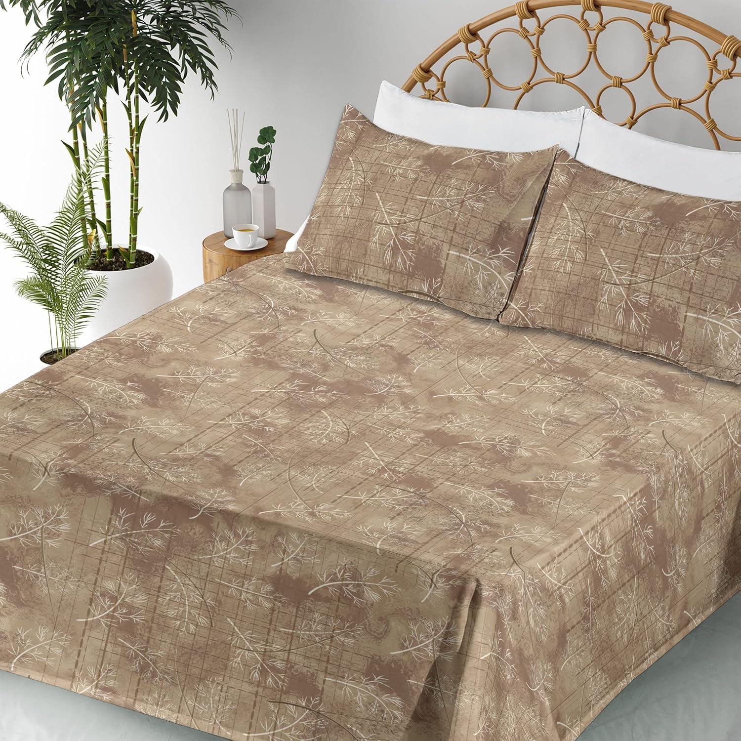 imageAmbesonne Meadow Vibes Sheet Set Line Art Neutral Colors Boho Pampas Design on Geometric Back Print Fitted and Flat Sheet with Pillowcase Bedding Accent 3 Piece Set Twin Pale Salmon Off WhiteWarm Taupe Pastel Brown
