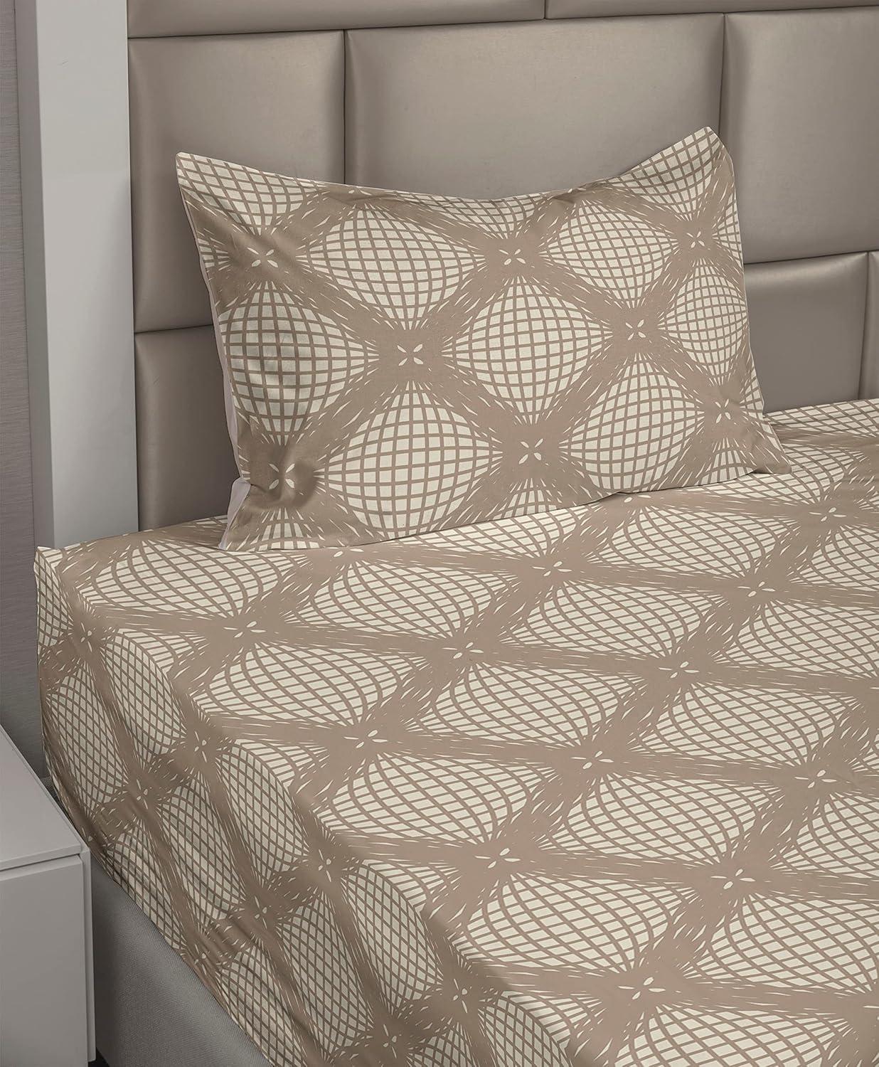 imageAmbesonne Meadow Vibes Sheet Set Line Art Neutral Colors Boho Pampas Design on Geometric Back Print Fitted and Flat Sheet with Pillowcase Bedding Accent 3 Piece Set Twin Pale Salmon Off WhiteWarm Taupe Champagne