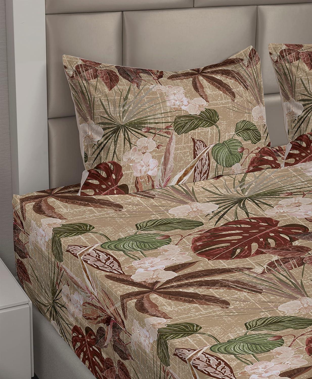 imageAmbesonne Meadow Vibes Sheet Set Line Art Neutral Colors Boho Pampas Design on Geometric Back Print Fitted and Flat Sheet with Pillowcase Bedding Accent 3 Piece Set Twin Pale Salmon Off WhiteCocoa Maroon Reseda Green