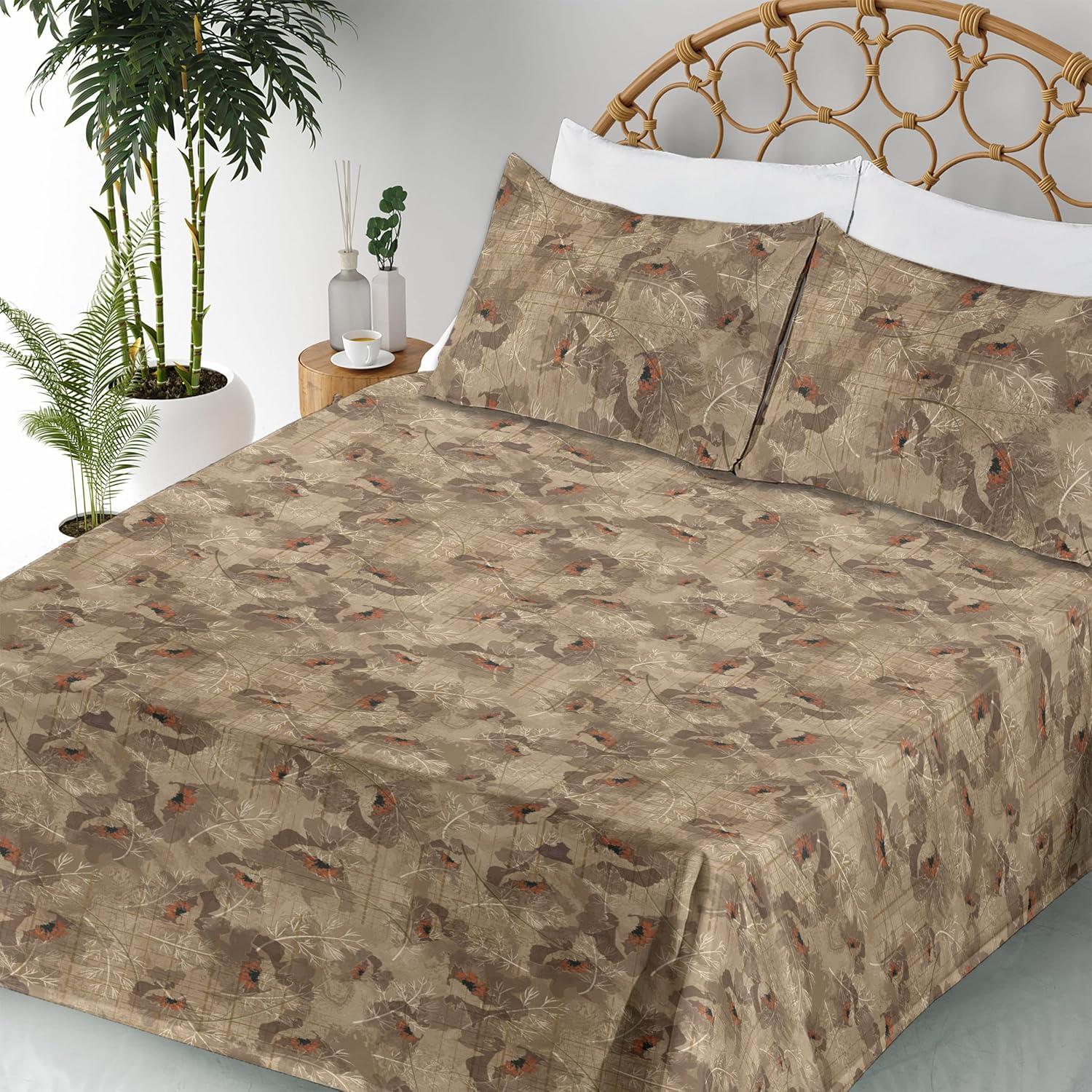 imageAmbesonne Meadow Vibes Sheet Set Line Art Neutral Colors Boho Pampas Design on Geometric Back Print Fitted and Flat Sheet with Pillowcase Bedding Accent 3 Piece Set Twin Pale Salmon Off WhiteSlate Brown Dark Coral