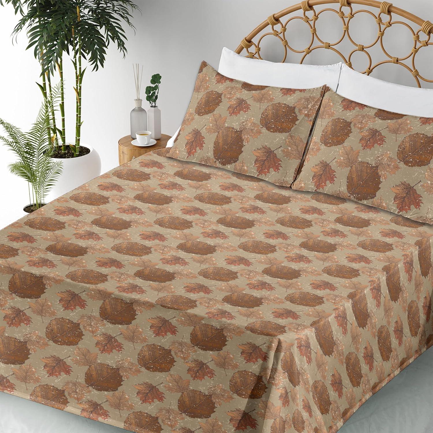imageAmbesonne Meadow Vibes Sheet Set Line Art Neutral Colors Boho Pampas Design on Geometric Back Print Fitted and Flat Sheet with Pillowcase Bedding Accent 3 Piece Set Twin Pale Salmon Off WhiteDark Khaki Fawn