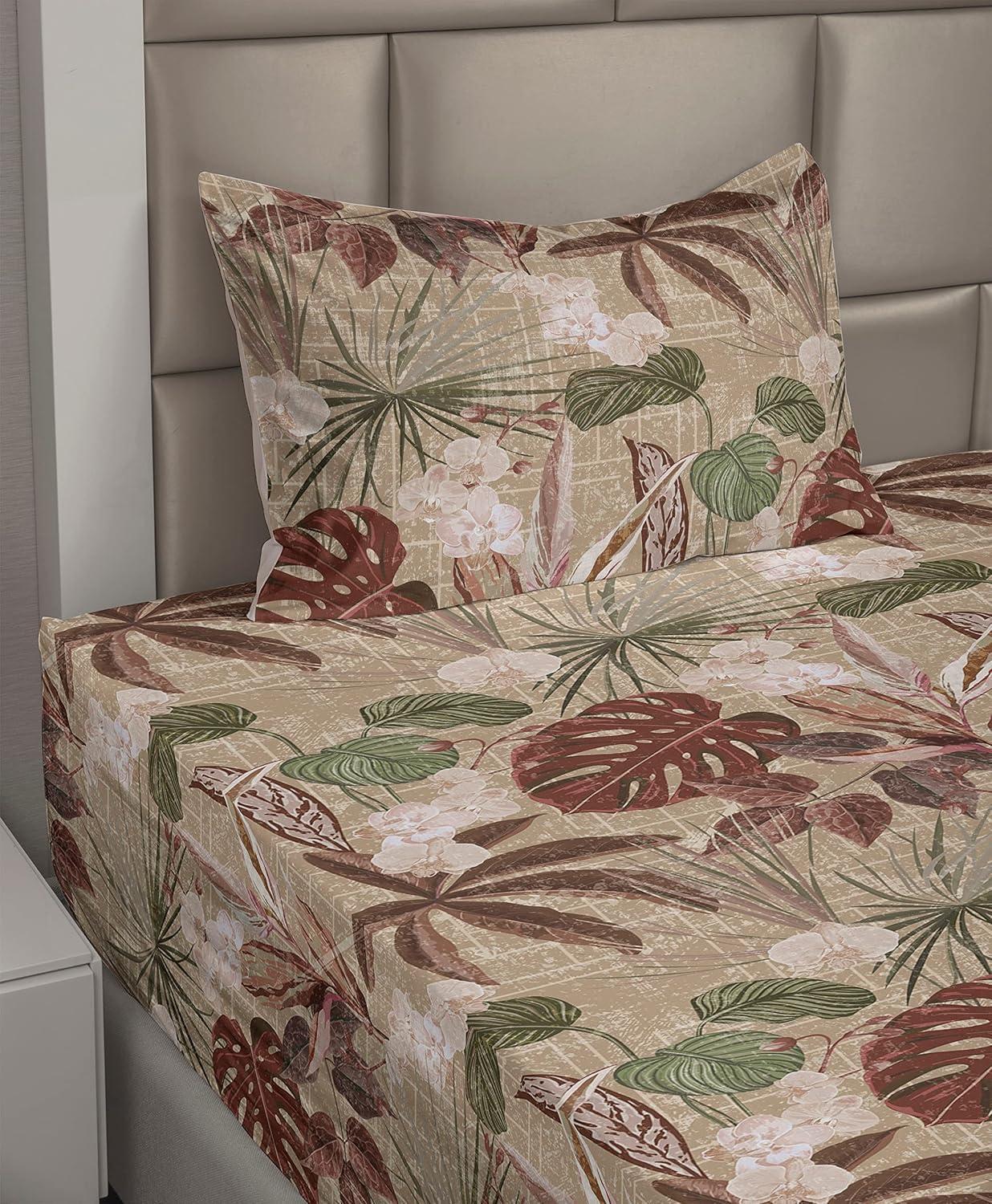 imageAmbesonne Meadow Vibes Sheet Set Line Art Neutral Colors Boho Pampas Design on Geometric Back Print Fitted and Flat Sheet with Pillowcase Bedding Accent 3 Piece Set Twin Pale Salmon Off WhiteCocoa Maroon Reseda Green