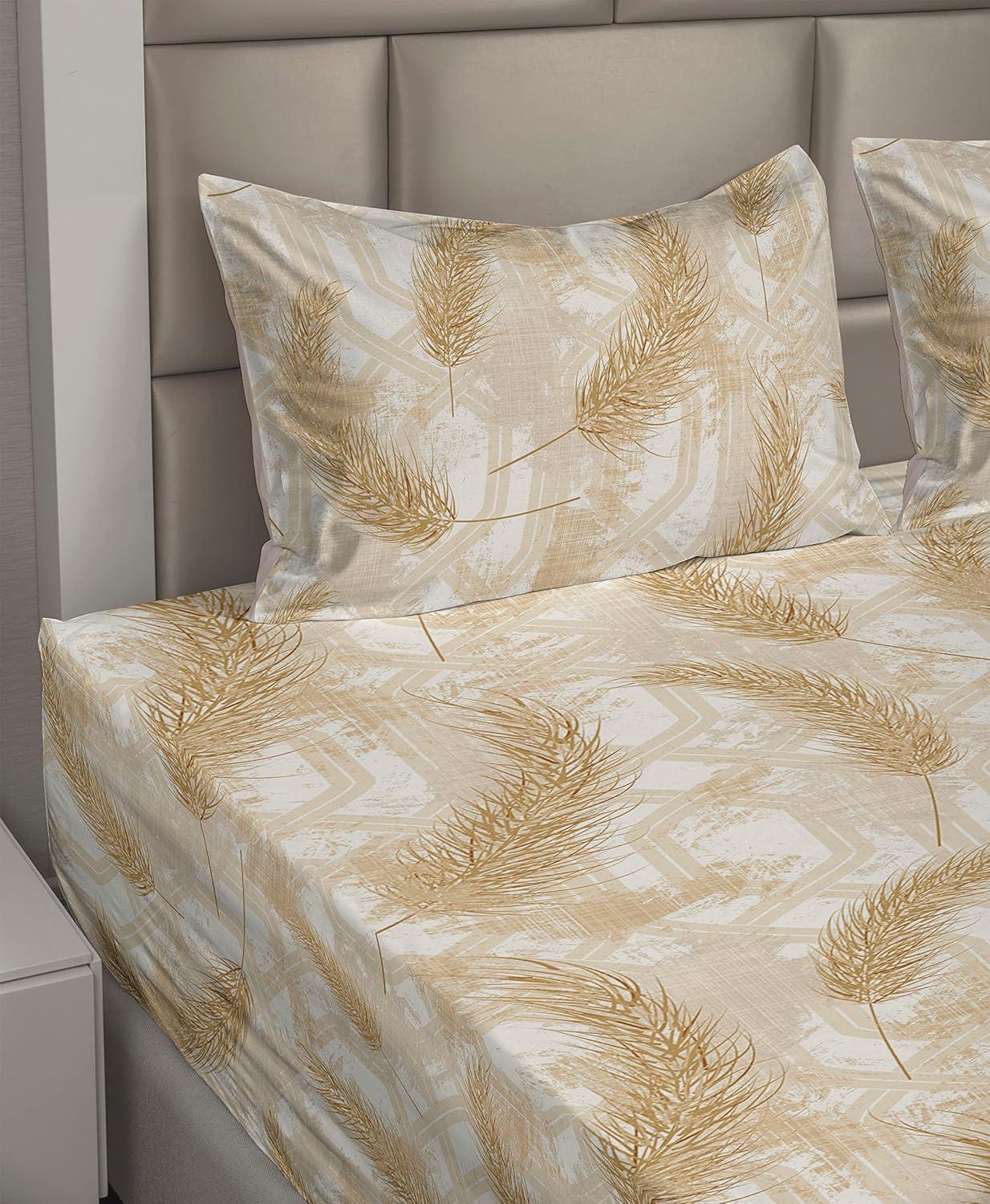 imageAmbesonne Meadow Vibes Sheet Set Line Art Neutral Colors Boho Pampas Design on Geometric Back Print Fitted and Flat Sheet with Pillowcase Bedding Accent 3 Piece Set Twin Pale Salmon Off WhitePale Salmon Off White