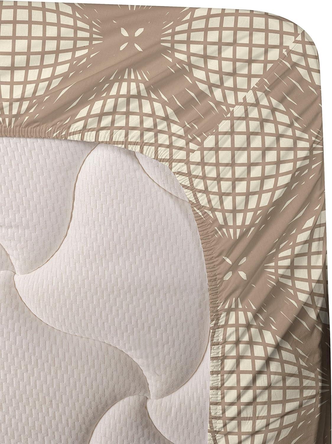 imageAmbesonne Meadow Vibes Sheet Set Line Art Neutral Colors Boho Pampas Design on Geometric Back Print Fitted and Flat Sheet with Pillowcase Bedding Accent 3 Piece Set Twin Pale Salmon Off WhiteWarm Taupe Champagne