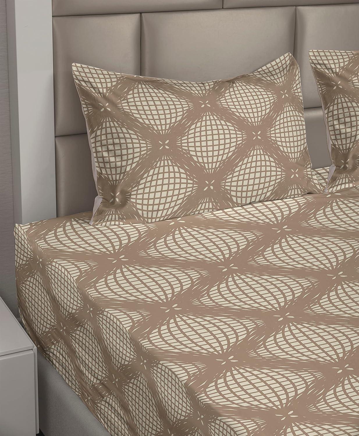 imageAmbesonne Meadow Vibes Sheet Set Line Art Neutral Colors Boho Pampas Design on Geometric Back Print Fitted and Flat Sheet with Pillowcase Bedding Accent 3 Piece Set Twin Pale Salmon Off WhiteWarm Taupe Champagne