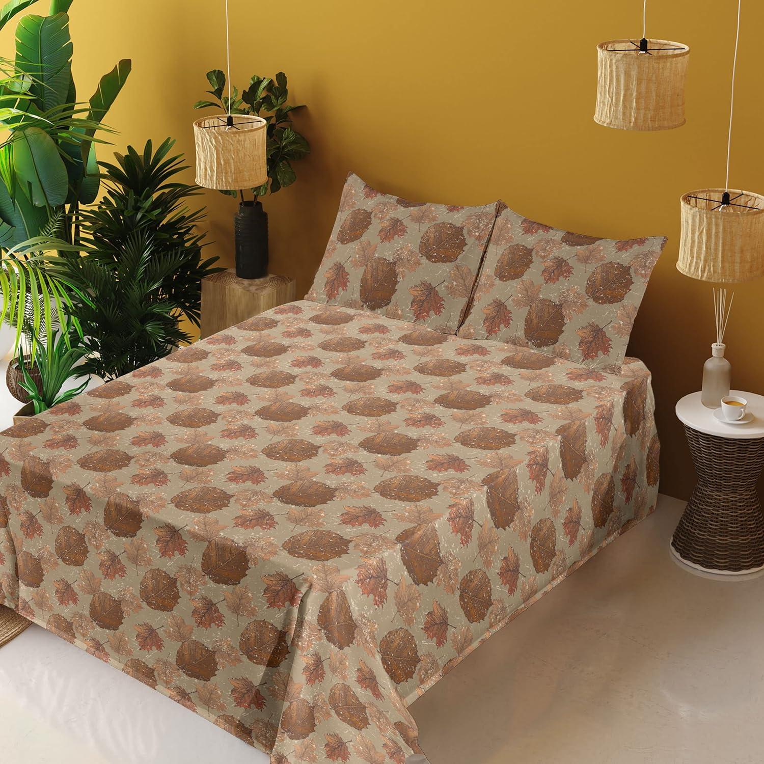 imageAmbesonne Meadow Vibes Sheet Set Line Art Neutral Colors Boho Pampas Design on Geometric Back Print Fitted and Flat Sheet with Pillowcase Bedding Accent 3 Piece Set Twin Pale Salmon Off WhiteDark Khaki Fawn