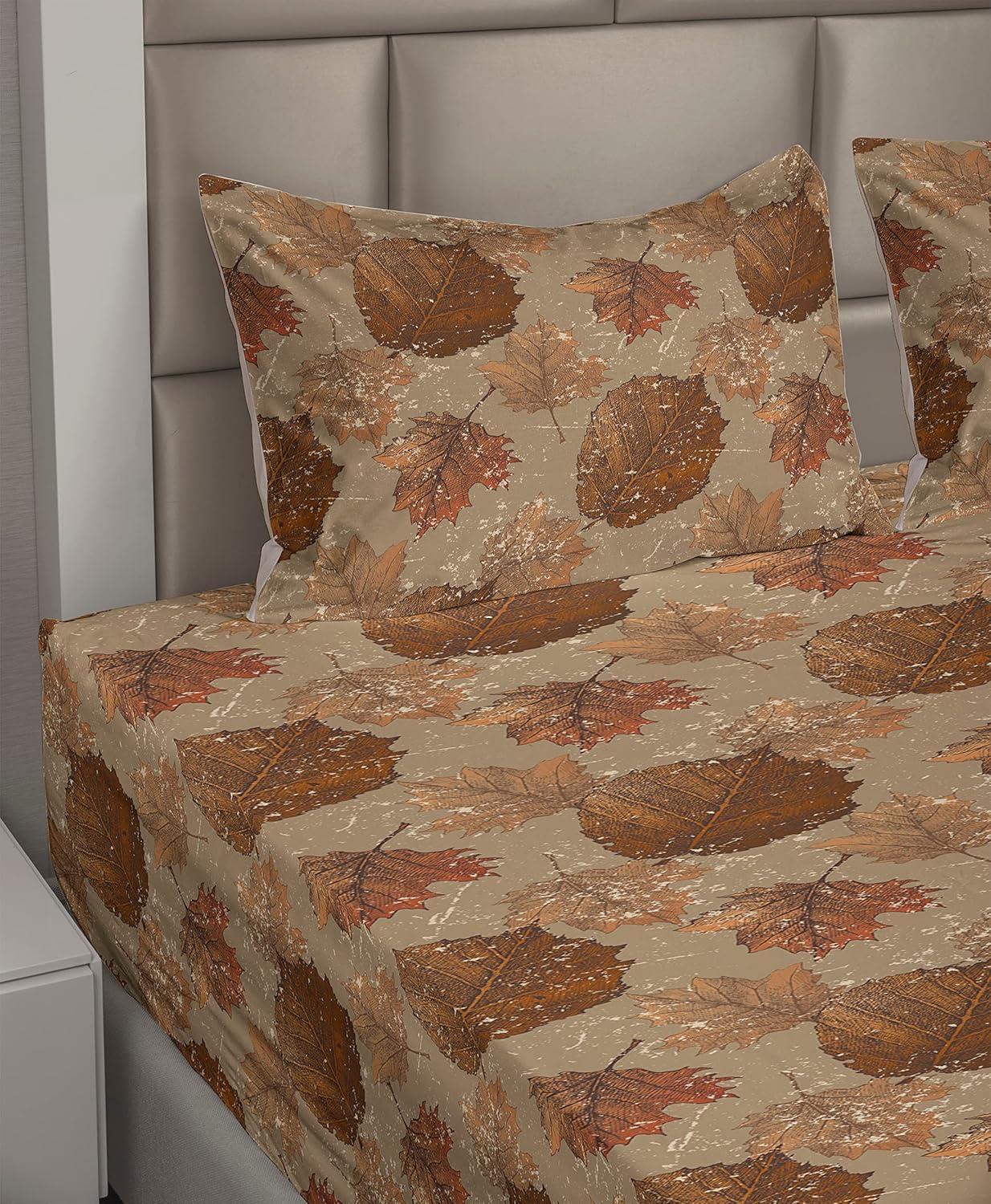 imageAmbesonne Meadow Vibes Sheet Set Line Art Neutral Colors Boho Pampas Design on Geometric Back Print Fitted and Flat Sheet with Pillowcase Bedding Accent 3 Piece Set Twin Pale Salmon Off WhiteDark Khaki Fawn