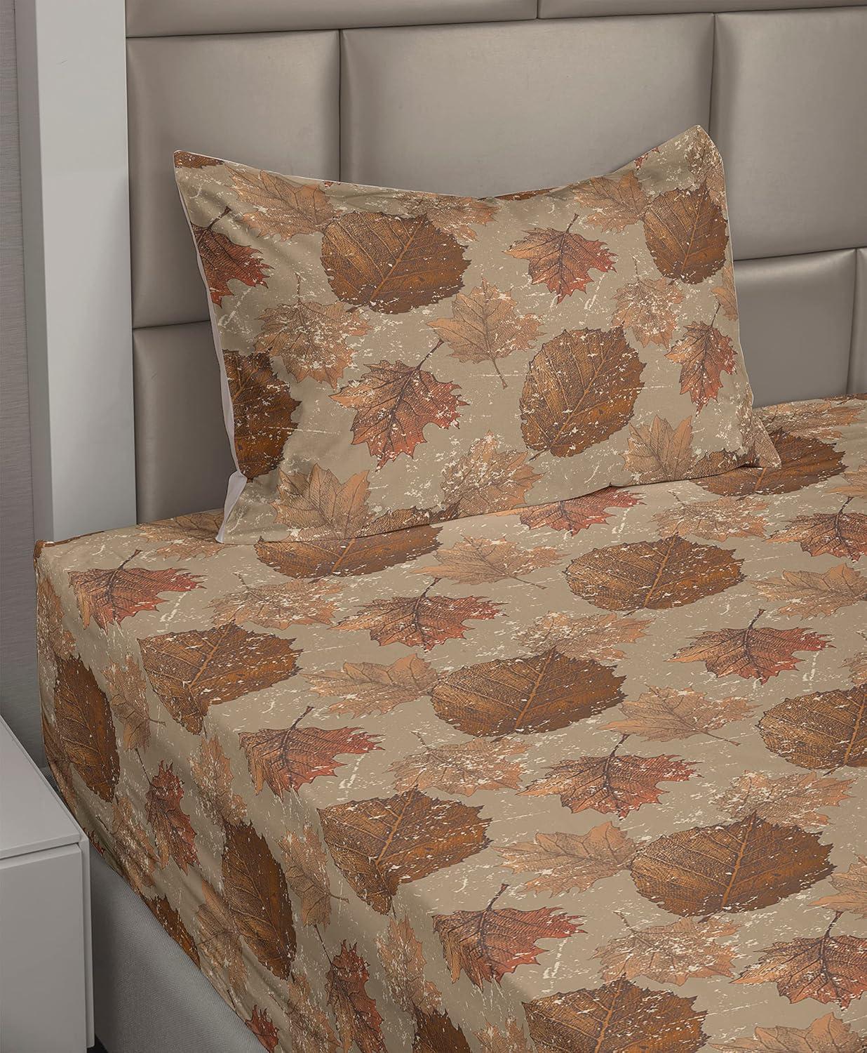 imageAmbesonne Meadow Vibes Sheet Set Line Art Neutral Colors Boho Pampas Design on Geometric Back Print Fitted and Flat Sheet with Pillowcase Bedding Accent 3 Piece Set Twin Pale Salmon Off WhiteDark Khaki Fawn
