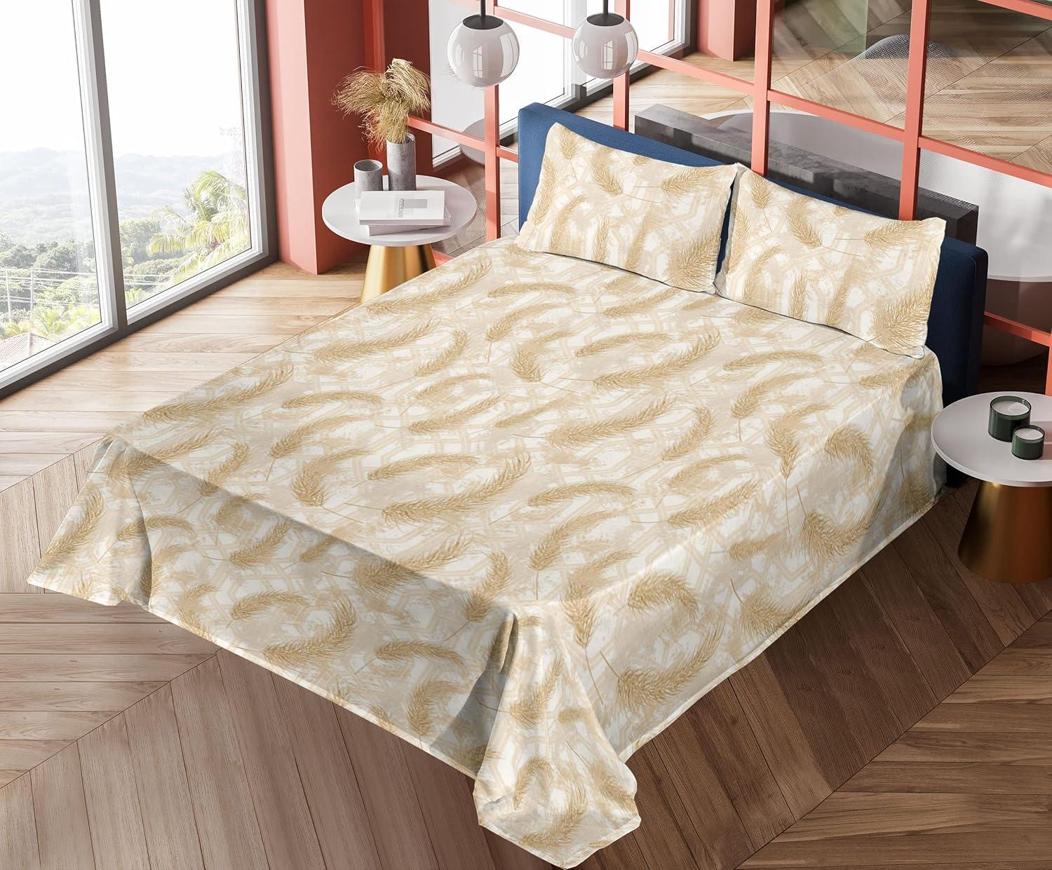 imageAmbesonne Meadow Vibes Sheet Set Line Art Neutral Colors Boho Pampas Design on Geometric Back Print Fitted and Flat Sheet with Pillowcase Bedding Accent 3 Piece Set Twin Pale Salmon Off WhitePale Salmon Off White