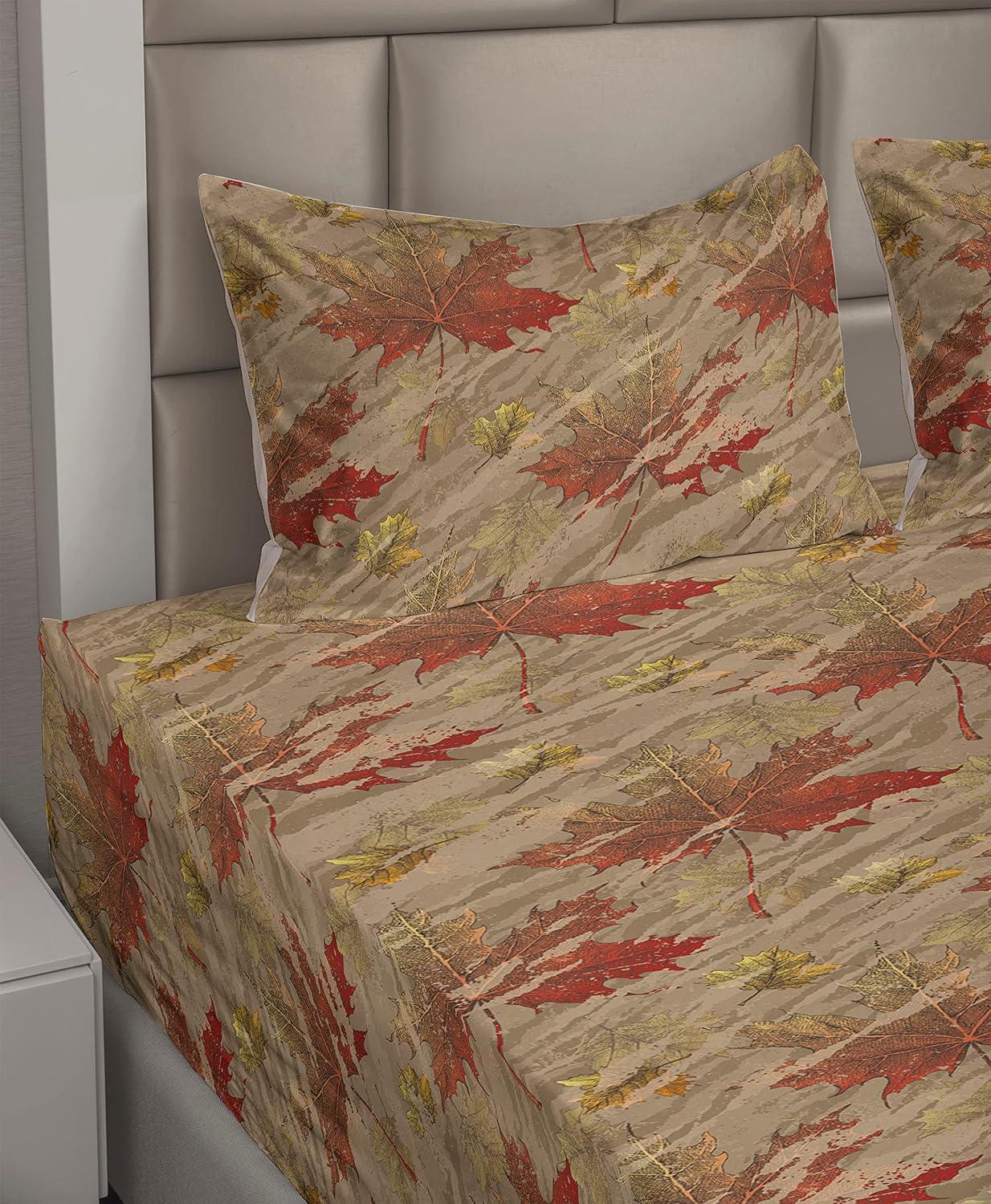 imageAmbesonne Meadow Vibes Sheet Set Line Art Neutral Colors Boho Pampas Design on Geometric Back Print Fitted and Flat Sheet with Pillowcase Bedding Accent 3 Piece Set Twin Pale Salmon Off WhiteDusk Ruby Pistachio Green