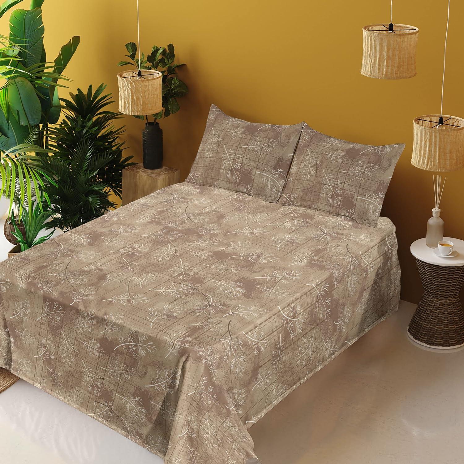 imageAmbesonne Meadow Vibes Sheet Set Line Art Neutral Colors Boho Pampas Design on Geometric Back Print Fitted and Flat Sheet with Pillowcase Bedding Accent 3 Piece Set Twin Pale Salmon Off WhiteWarm Taupe Pastel Brown