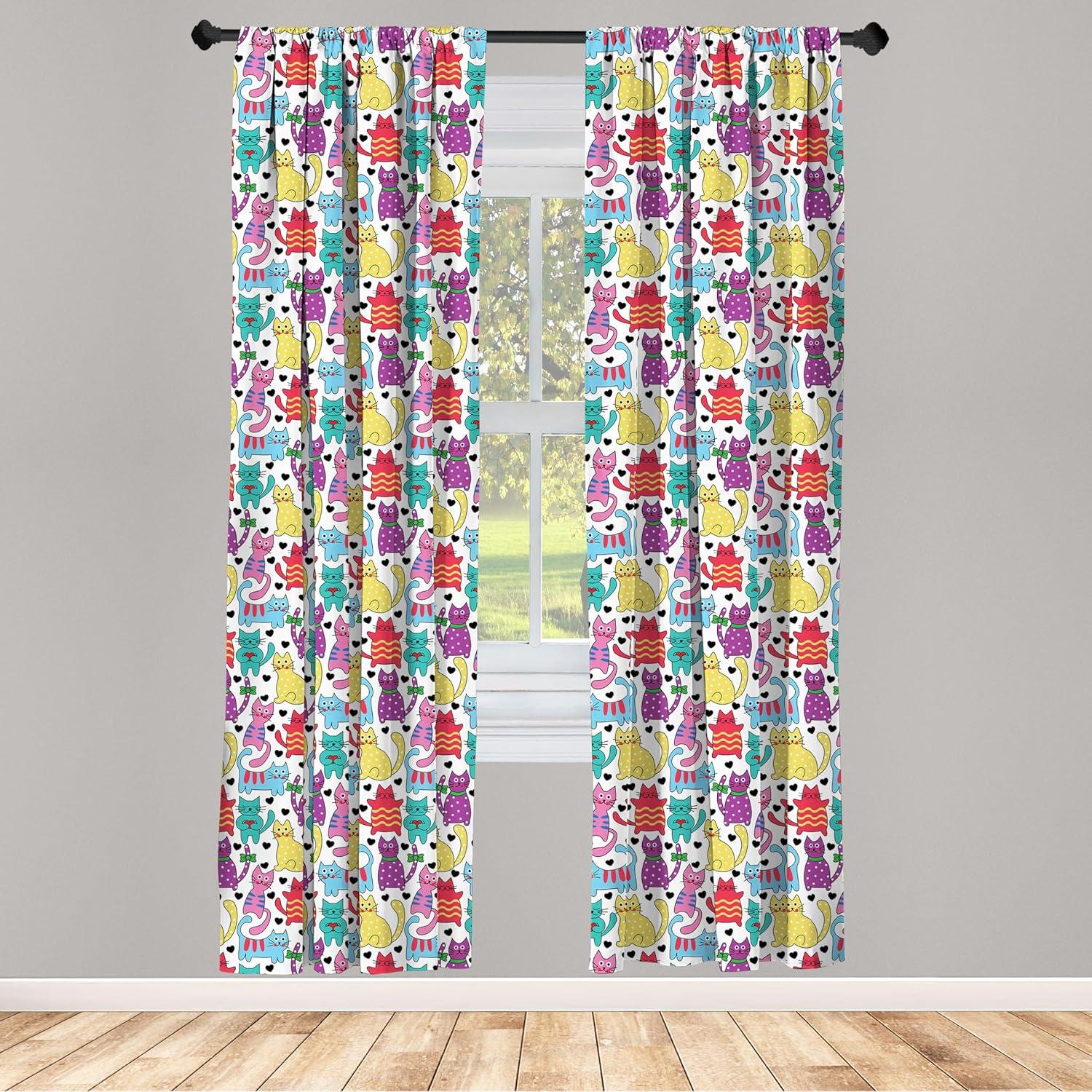 imageAmbesonne Moroccan Window Curtains Old Fashioned Eastern Style Mosaic Composition Folk Mandala Motifs Lightweight Decor 2Panel Set with Rod Pocket Pair of 28quot x 95quot Turquoise OrangePurple Pink