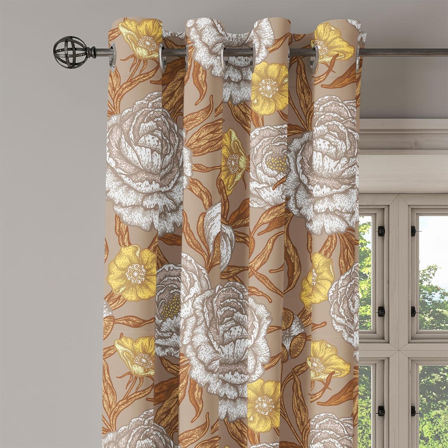 imageAmbesonne Moth Boho Grommet Curtain Neutral Chocolate Tones Wingy Animals with Cosmic Stars Moons and Stripes Print Decorative 2Panel Window Drapes for Bedroom Living Room 50quot x 72quot Sepia BeigePale Camel and Dark Mustard