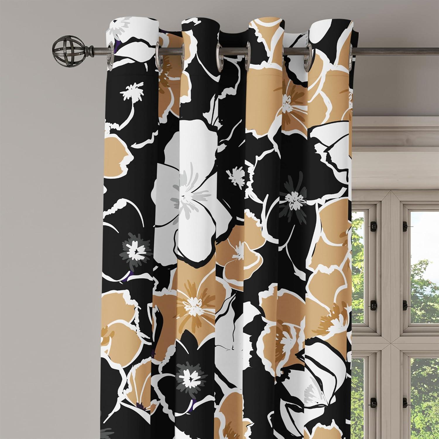 imageAmbesonne Moth Boho Grommet Curtain Neutral Chocolate Tones Wingy Animals with Cosmic Stars Moons and Stripes Print Decorative 2Panel Window Drapes for Bedroom Living Room 50quot x 72quot Sepia BeigeDark Mustard White