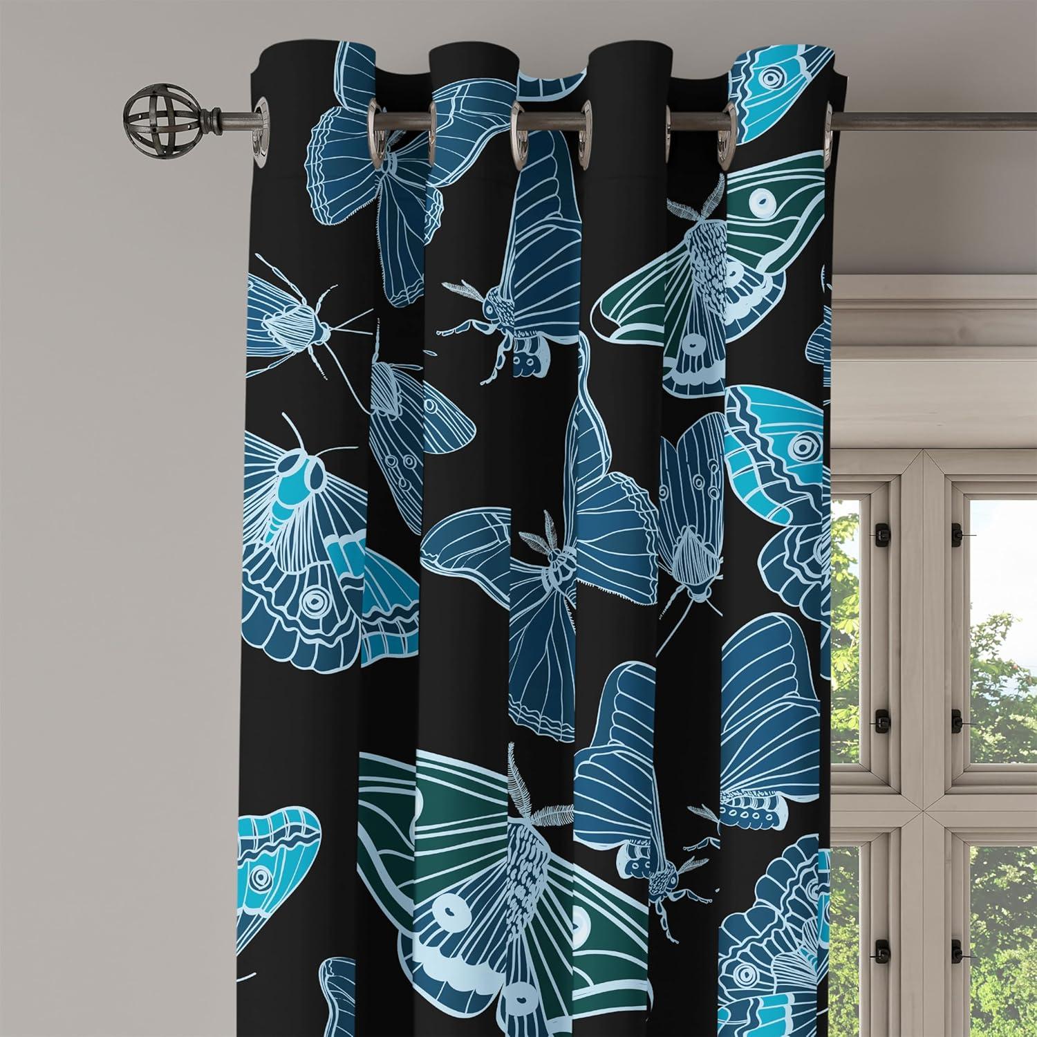 imageAmbesonne Moth Boho Grommet Curtain Neutral Chocolate Tones Wingy Animals with Cosmic Stars Moons and Stripes Print Decorative 2Panel Window Drapes for Bedroom Living Room 50quot x 72quot Sepia BeigeCharcoal Grey Sea Blue