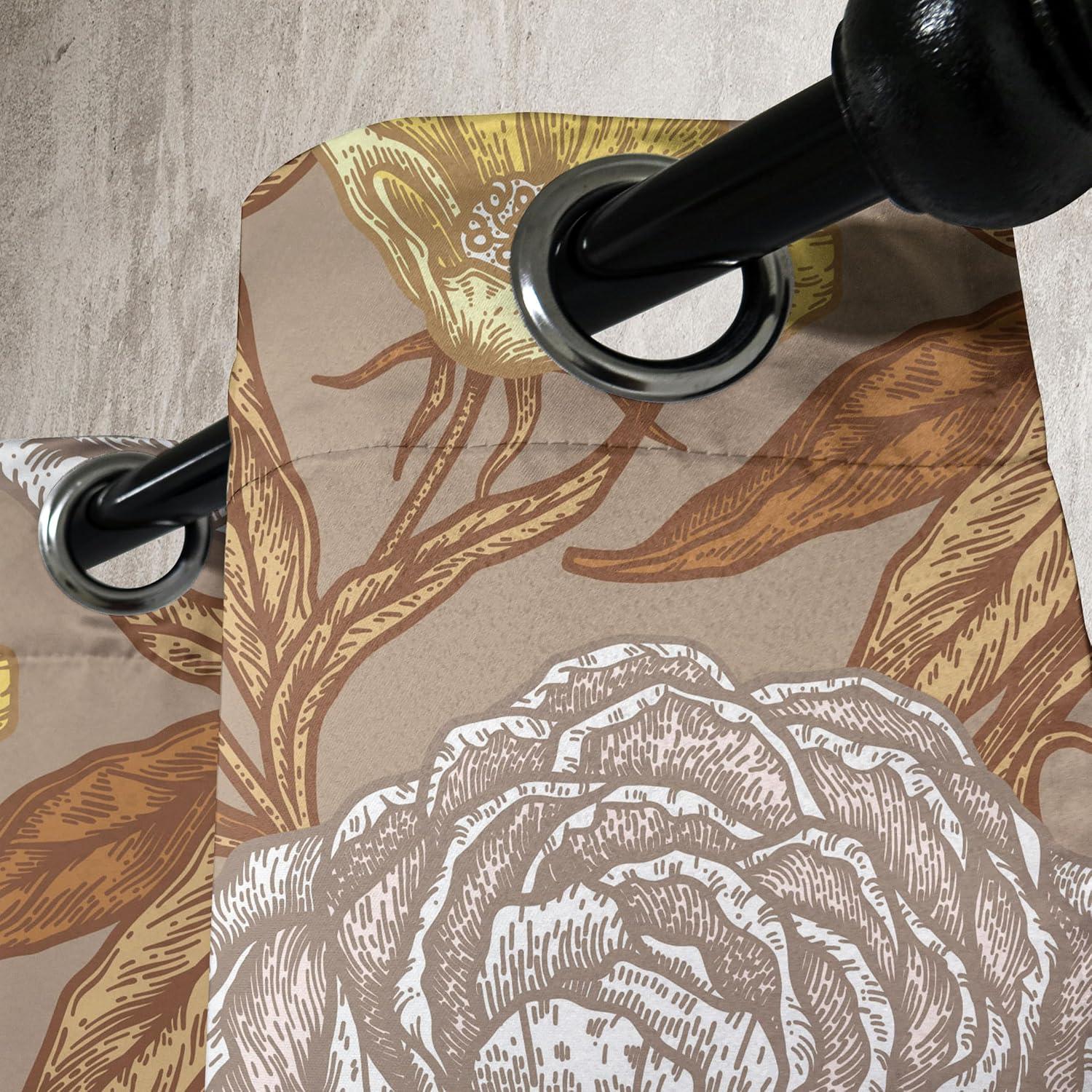 imageAmbesonne Moth Boho Grommet Curtain Neutral Chocolate Tones Wingy Animals with Cosmic Stars Moons and Stripes Print Decorative 2Panel Window Drapes for Bedroom Living Room 50quot x 72quot Sepia BeigePale Camel and Dark Mustard