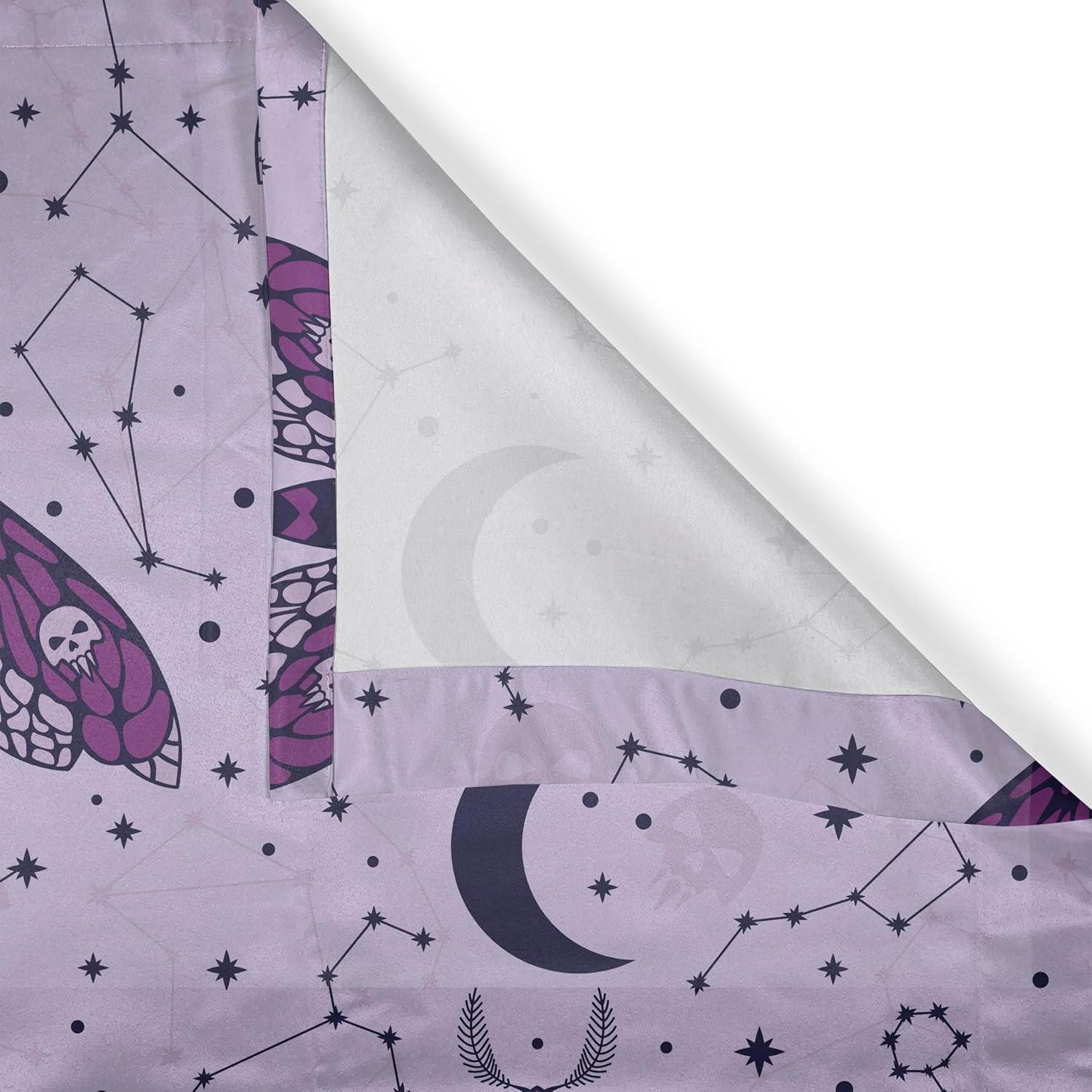 imageAmbesonne Moth Boho Grommet Curtain Neutral Chocolate Tones Wingy Animals with Cosmic Stars Moons and Stripes Print Decorative 2Panel Window Drapes for Bedroom Living Room 50quot x 72quot Sepia BeigePale Lilac Purple Indigo