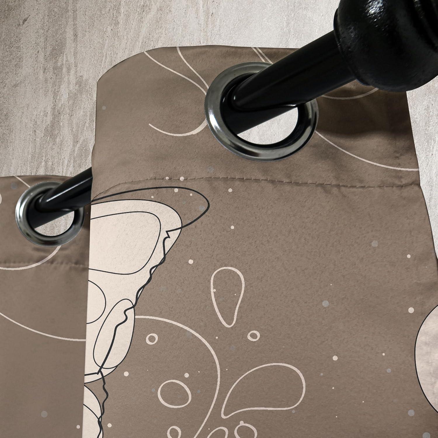imageAmbesonne Moth Boho Grommet Curtain Neutral Chocolate Tones Wingy Animals with Cosmic Stars Moons and Stripes Print Decorative 2Panel Window Drapes for Bedroom Living Room 50quot x 72quot Sepia BeigeSepia Beige
