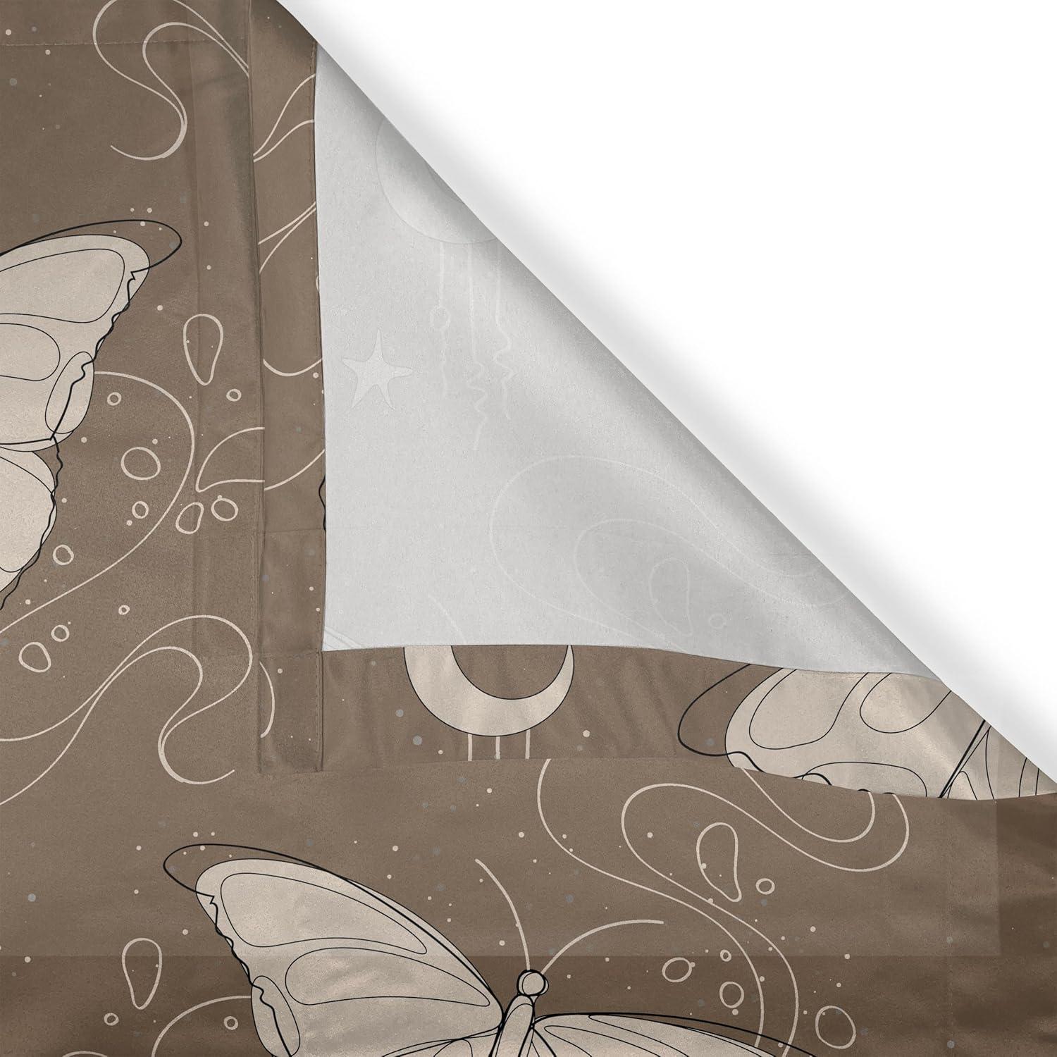 imageAmbesonne Moth Boho Grommet Curtain Neutral Chocolate Tones Wingy Animals with Cosmic Stars Moons and Stripes Print Decorative 2Panel Window Drapes for Bedroom Living Room 50quot x 72quot Sepia BeigeSepia Beige