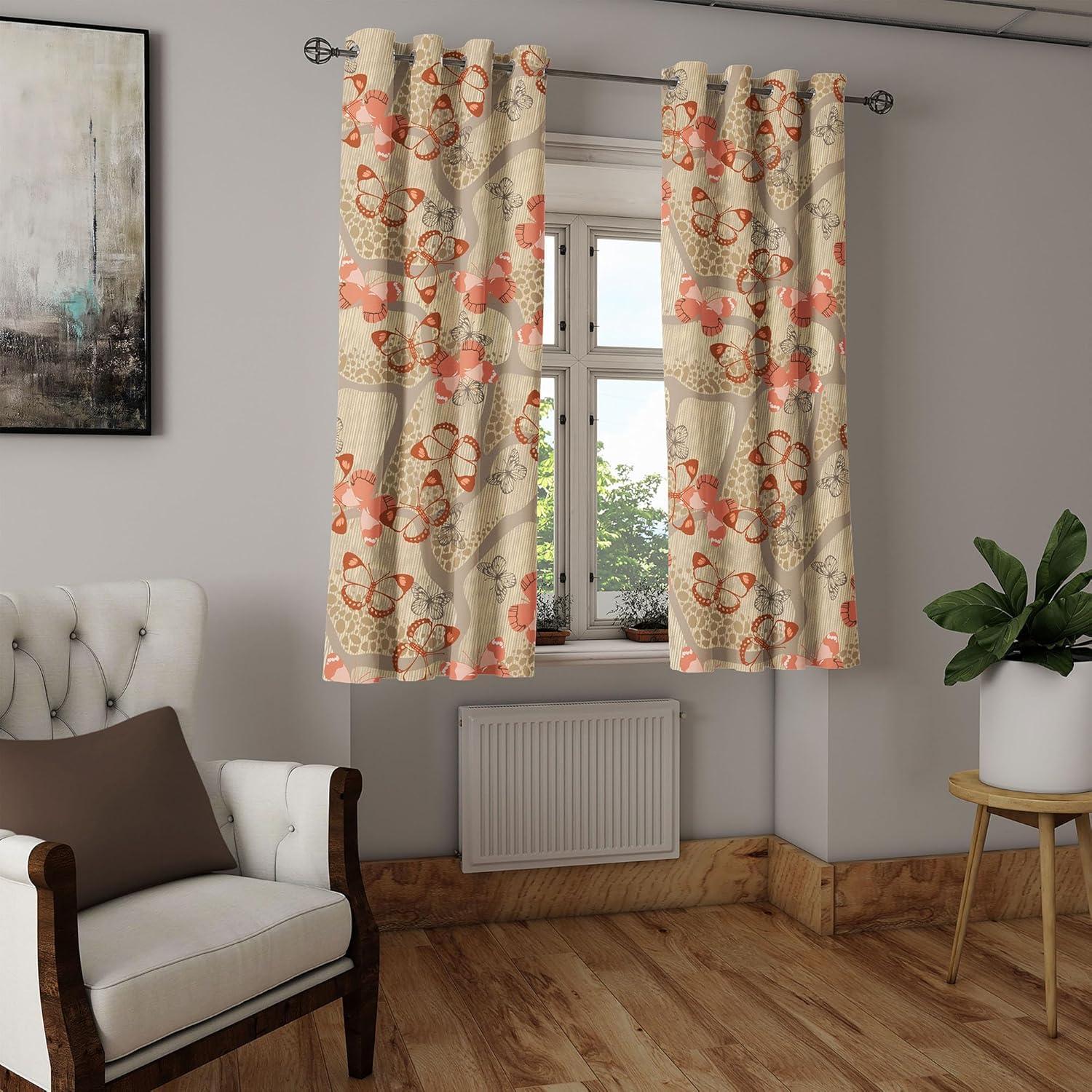 imageAmbesonne Moth Boho Grommet Curtain Neutral Chocolate Tones Wingy Animals with Cosmic Stars Moons and Stripes Print Decorative 2Panel Window Drapes for Bedroom Living Room 50quot x 72quot Sepia BeigeSalmon Pastel Brown and Tan