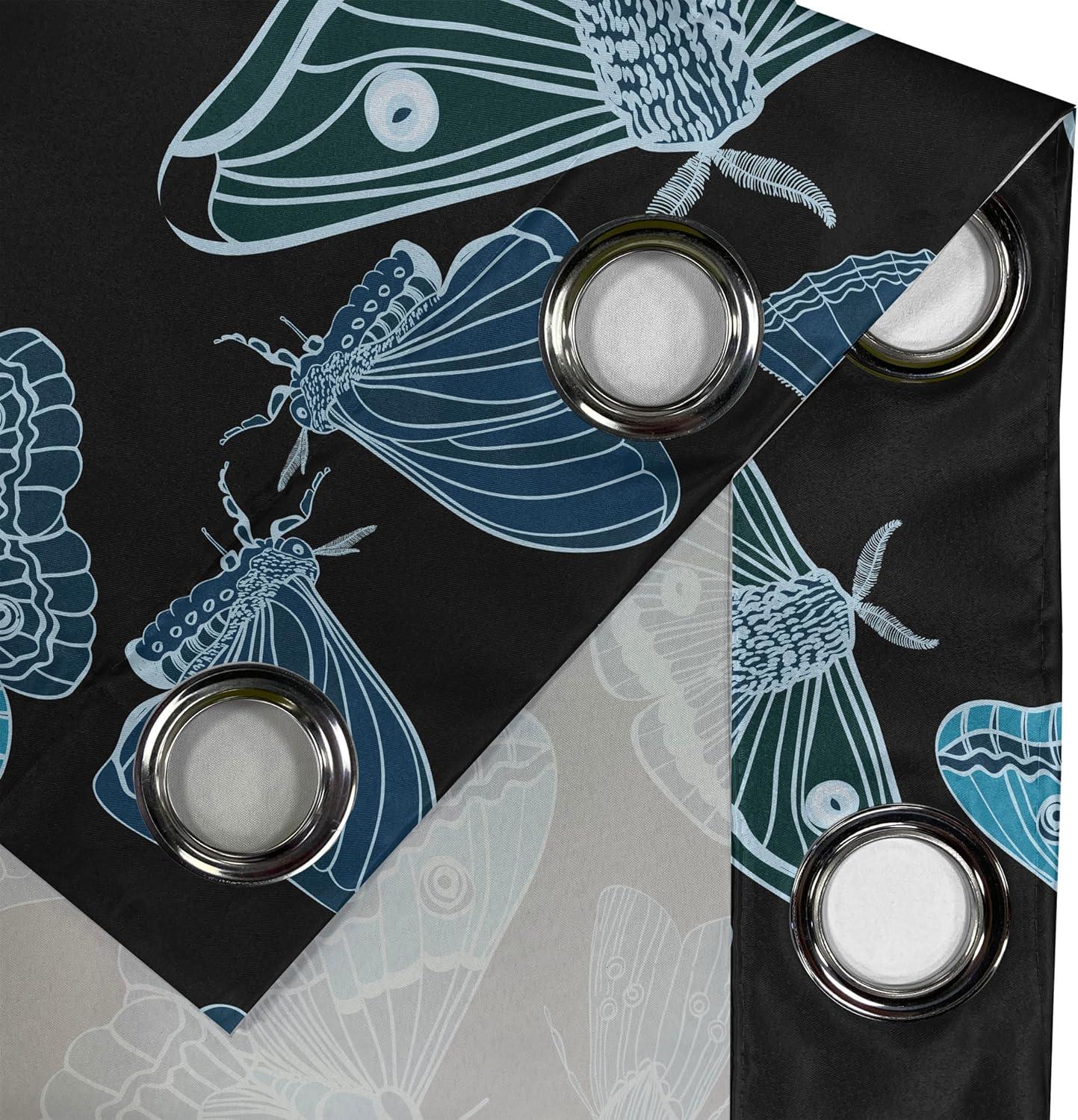 imageAmbesonne Moth Boho Grommet Curtain Neutral Chocolate Tones Wingy Animals with Cosmic Stars Moons and Stripes Print Decorative 2Panel Window Drapes for Bedroom Living Room 50quot x 72quot Sepia BeigeCharcoal Grey Sea Blue