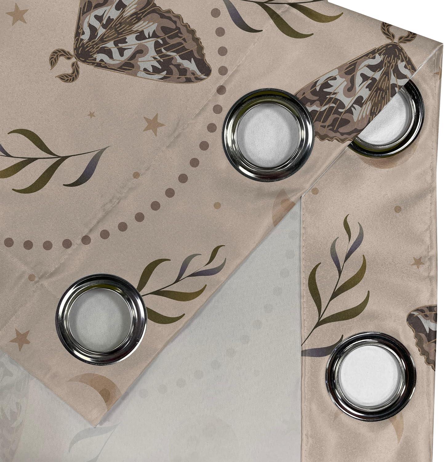 imageAmbesonne Moth Boho Grommet Curtain Neutral Chocolate Tones Wingy Animals with Cosmic Stars Moons and Stripes Print Decorative 2Panel Window Drapes for Bedroom Living Room 50quot x 72quot Sepia BeigePale Mustard Chocolate