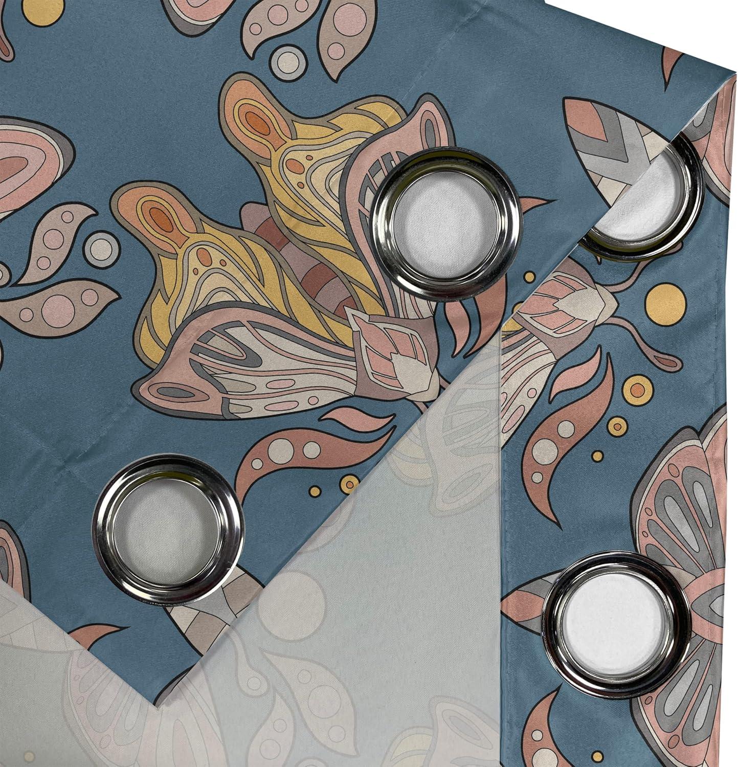 imageAmbesonne Moth Boho Grommet Curtain Neutral Chocolate Tones Wingy Animals with Cosmic Stars Moons and Stripes Print Decorative 2Panel Window Drapes for Bedroom Living Room 50quot x 72quot Sepia BeigeSlate Blue Blush Mustard