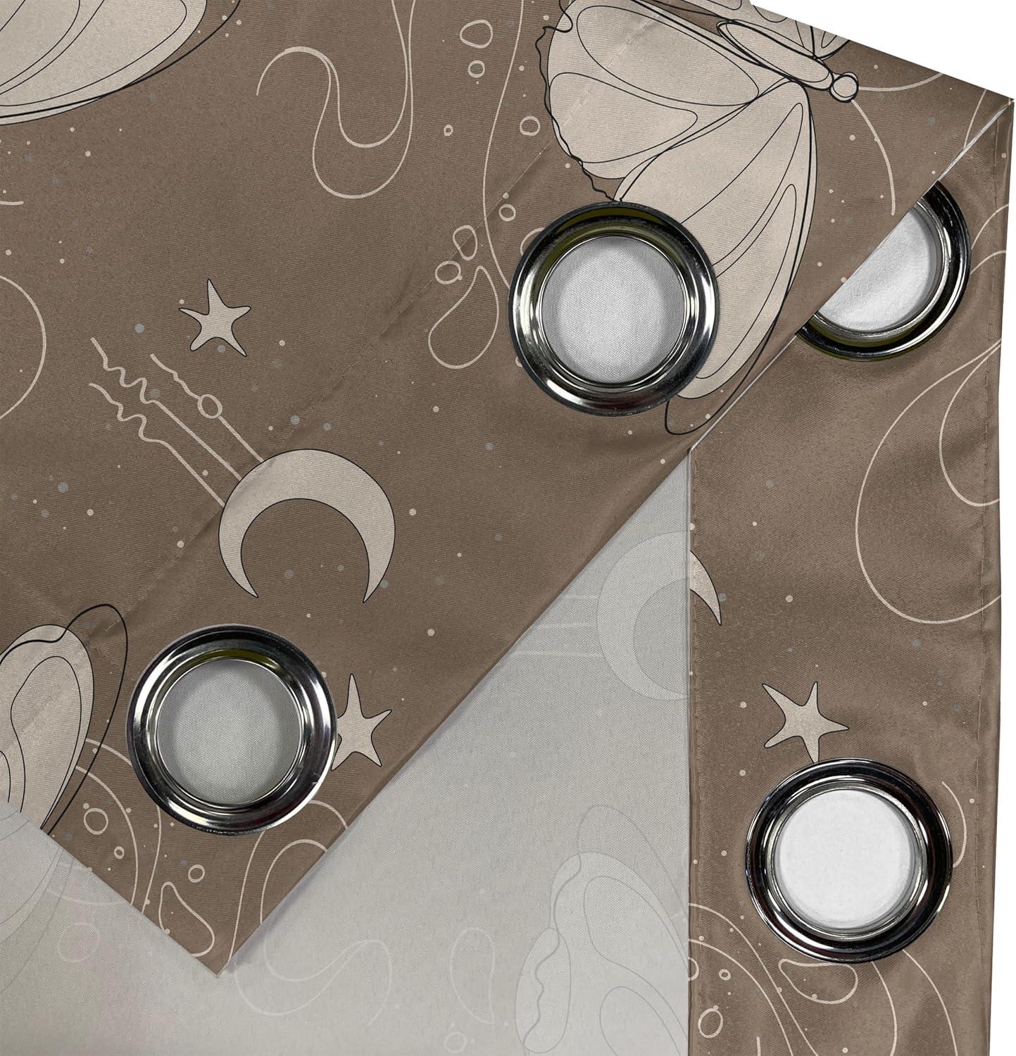 imageAmbesonne Moth Boho Grommet Curtain Neutral Chocolate Tones Wingy Animals with Cosmic Stars Moons and Stripes Print Decorative 2Panel Window Drapes for Bedroom Living Room 50quot x 72quot Sepia BeigeSepia Beige