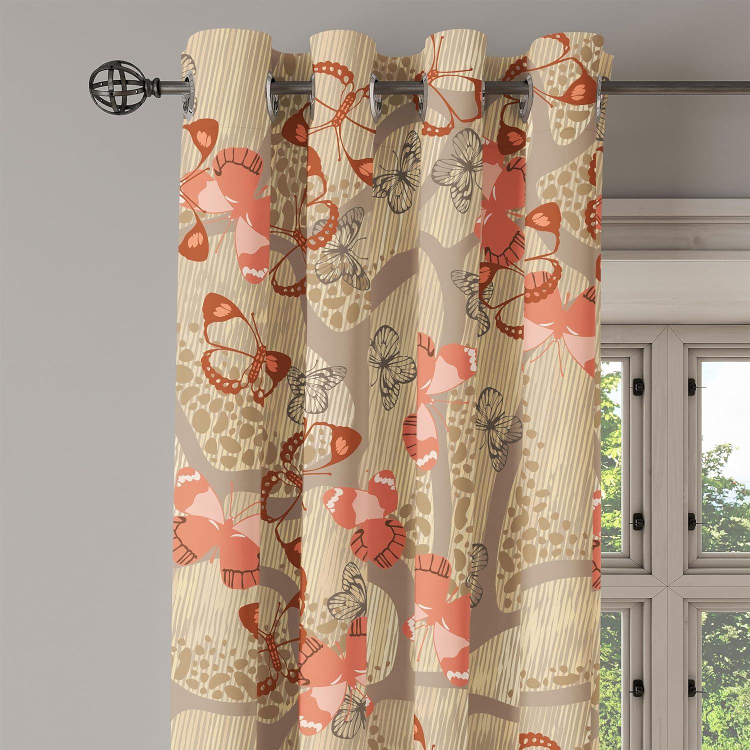 imageAmbesonne Moth Boho Grommet Curtain Neutral Chocolate Tones Wingy Animals with Cosmic Stars Moons and Stripes Print Decorative 2Panel Window Drapes for Bedroom Living Room 50quot x 72quot Sepia BeigeSalmon Pastel Brown and Tan