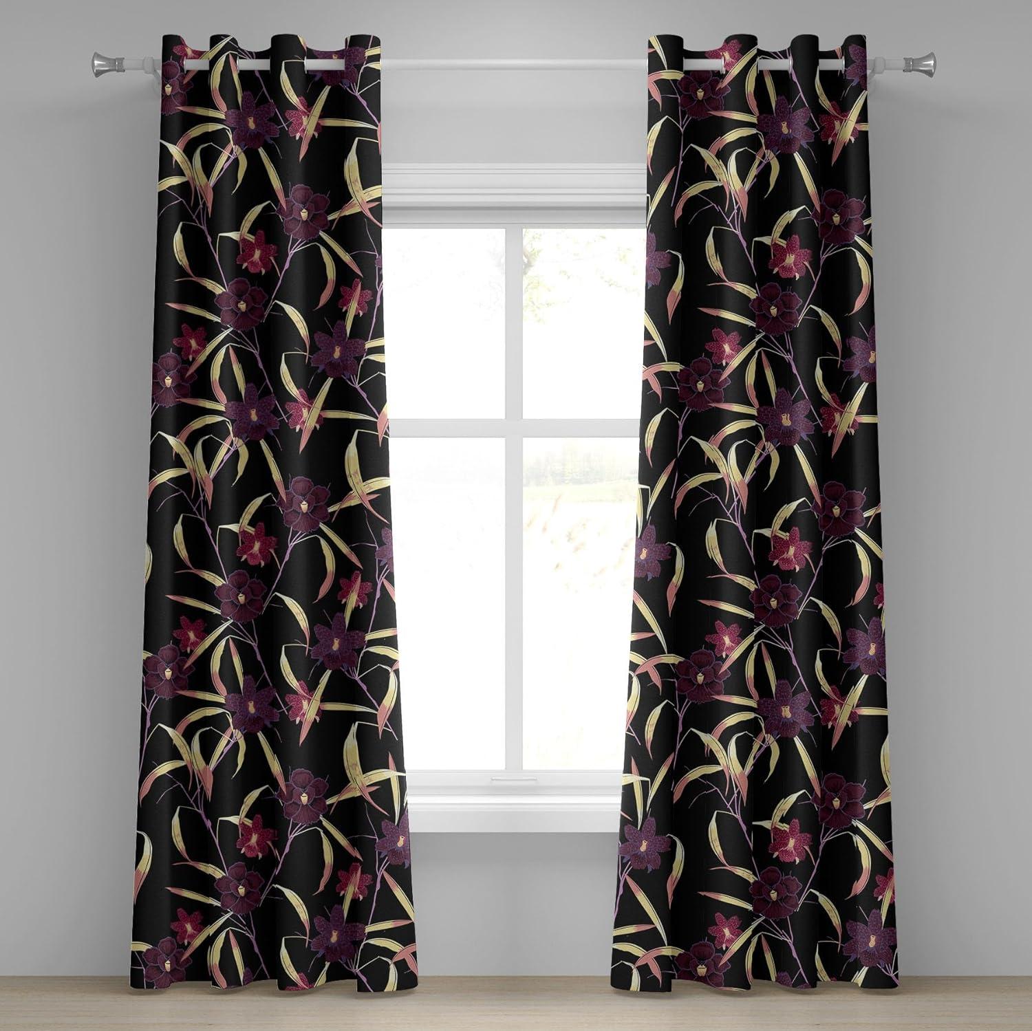 imageAmbesonne Moth Boho Grommet Curtain Neutral Chocolate Tones Wingy Animals with Cosmic Stars Moons and Stripes Print Decorative 2Panel Window Drapes for Bedroom Living Room 50quot x 72quot Sepia BeigePastel Brown and Eggplant