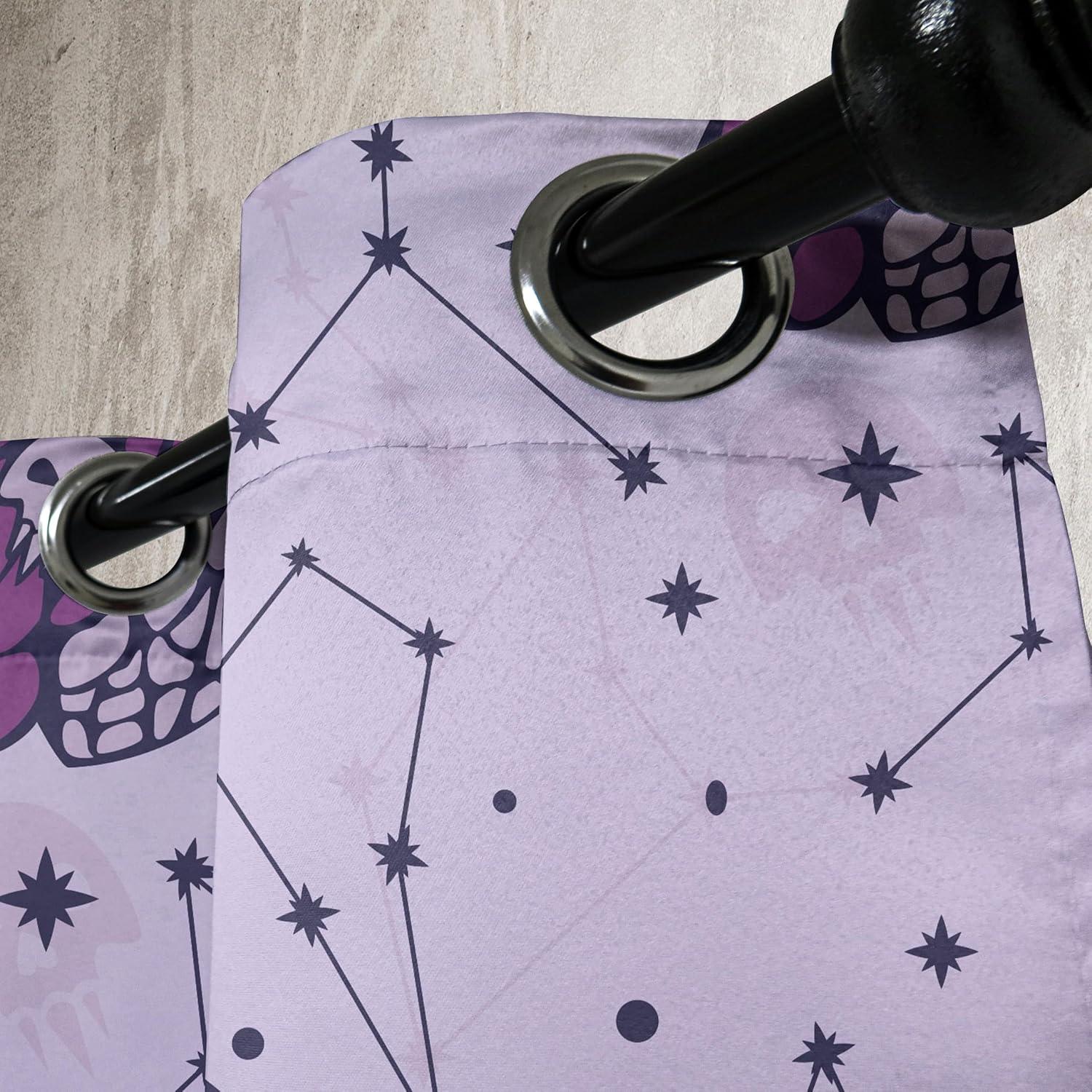 imageAmbesonne Moth Boho Grommet Curtain Neutral Chocolate Tones Wingy Animals with Cosmic Stars Moons and Stripes Print Decorative 2Panel Window Drapes for Bedroom Living Room 50quot x 72quot Sepia BeigePale Lilac Purple Indigo