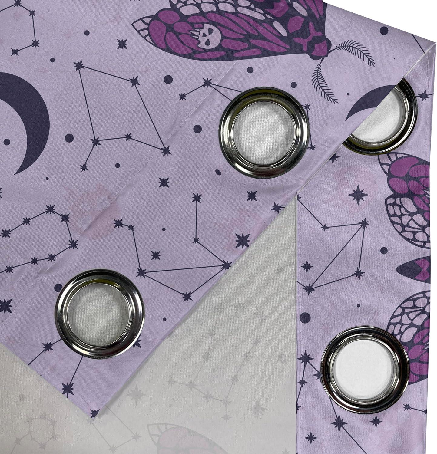 imageAmbesonne Moth Boho Grommet Curtain Neutral Chocolate Tones Wingy Animals with Cosmic Stars Moons and Stripes Print Decorative 2Panel Window Drapes for Bedroom Living Room 50quot x 72quot Sepia BeigePale Lilac Purple Indigo