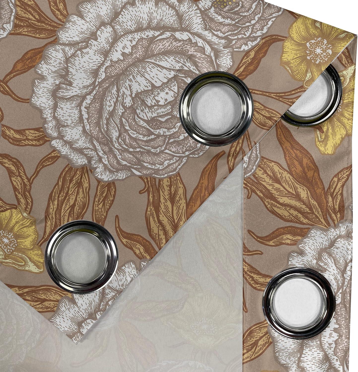imageAmbesonne Moth Boho Grommet Curtain Neutral Chocolate Tones Wingy Animals with Cosmic Stars Moons and Stripes Print Decorative 2Panel Window Drapes for Bedroom Living Room 50quot x 72quot Sepia BeigePale Camel and Dark Mustard
