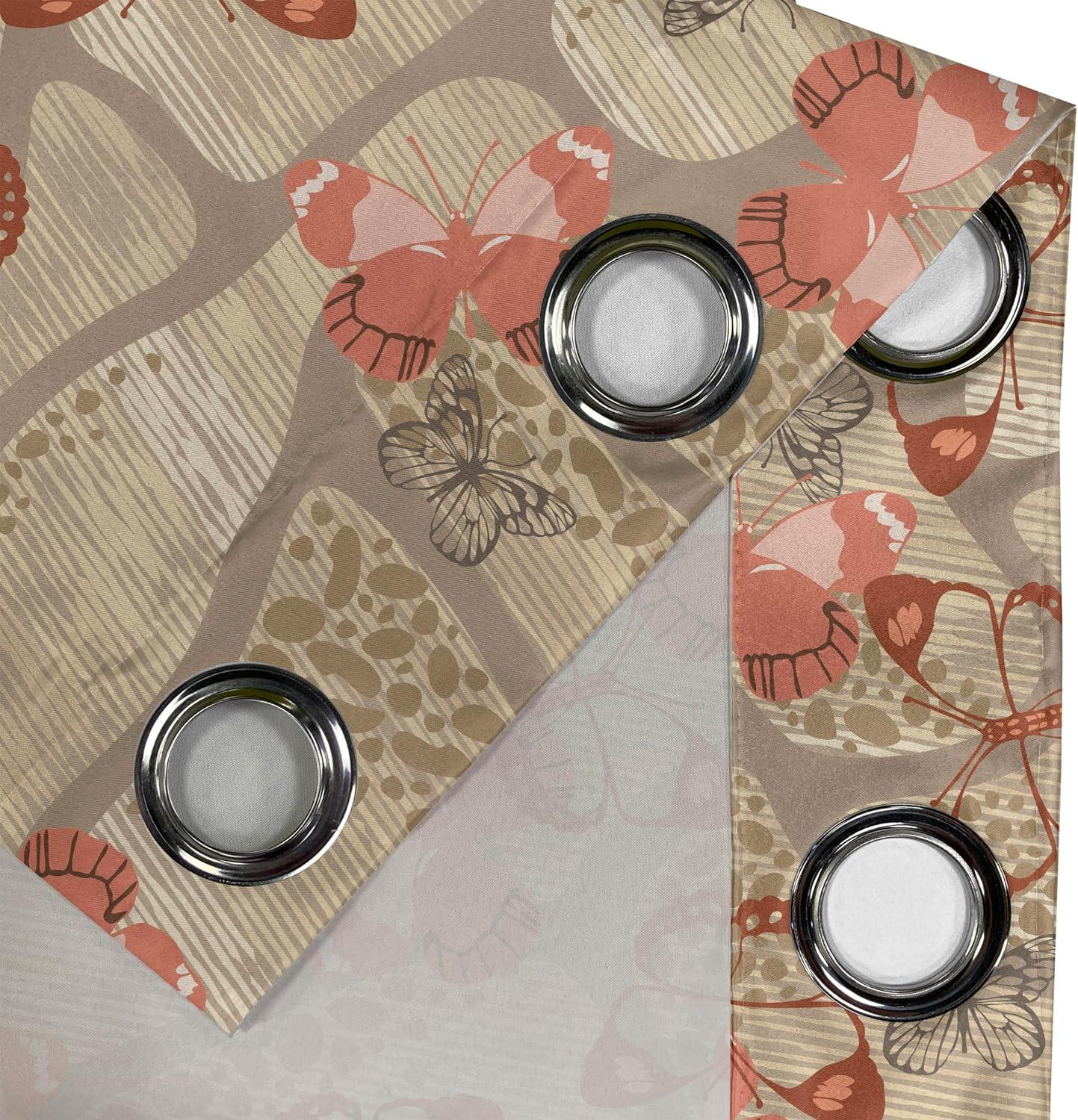 imageAmbesonne Moth Boho Grommet Curtain Neutral Chocolate Tones Wingy Animals with Cosmic Stars Moons and Stripes Print Decorative 2Panel Window Drapes for Bedroom Living Room 50quot x 72quot Sepia BeigeSalmon Pastel Brown and Tan
