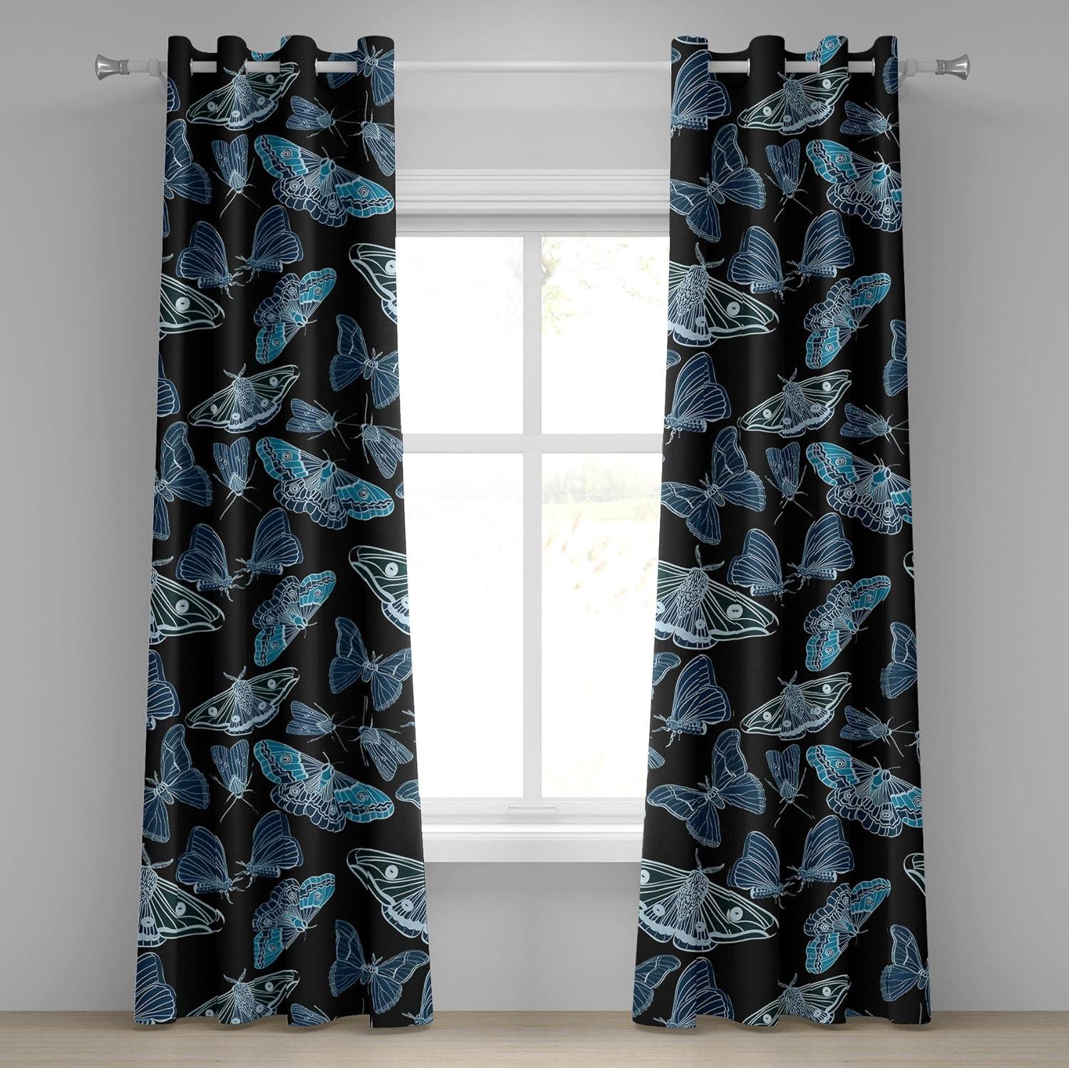 imageAmbesonne Moth Boho Grommet Curtain Neutral Chocolate Tones Wingy Animals with Cosmic Stars Moons and Stripes Print Decorative 2Panel Window Drapes for Bedroom Living Room 50quot x 72quot Sepia BeigeCharcoal Grey Sea Blue