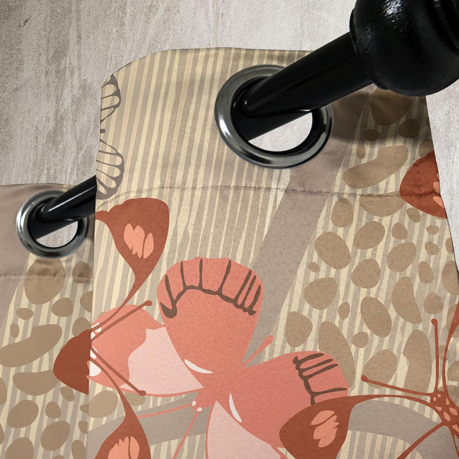 imageAmbesonne Moth Boho Grommet Curtain Neutral Chocolate Tones Wingy Animals with Cosmic Stars Moons and Stripes Print Decorative 2Panel Window Drapes for Bedroom Living Room 50quot x 72quot Sepia BeigeSalmon Pastel Brown and Tan