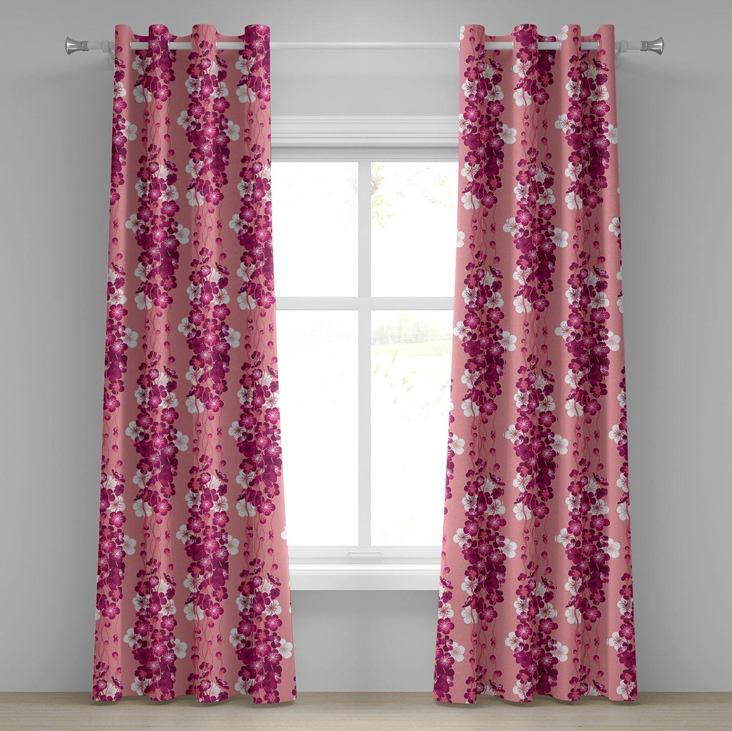 imageAmbesonne Moth Boho Grommet Curtain Neutral Chocolate Tones Wingy Animals with Cosmic Stars Moons and Stripes Print Decorative 2Panel Window Drapes for Bedroom Living Room 50quot x 72quot Sepia BeigePale Fuchsia and Pastel Pink