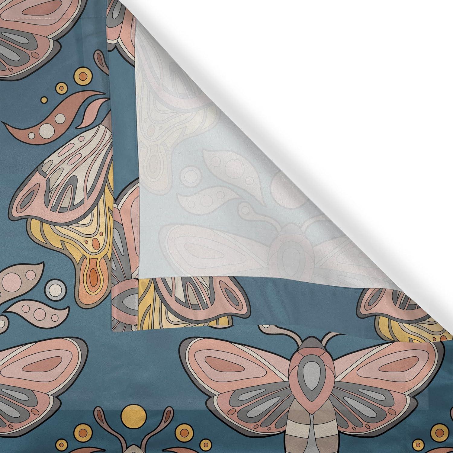 imageAmbesonne Moth Boho Grommet Curtain Neutral Chocolate Tones Wingy Animals with Cosmic Stars Moons and Stripes Print Decorative 2Panel Window Drapes for Bedroom Living Room 50quot x 72quot Sepia BeigeSlate Blue Blush Mustard