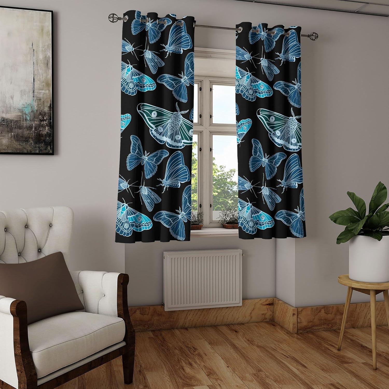 imageAmbesonne Moth Boho Grommet Curtain Neutral Chocolate Tones Wingy Animals with Cosmic Stars Moons and Stripes Print Decorative 2Panel Window Drapes for Bedroom Living Room 50quot x 72quot Sepia BeigeCharcoal Grey Sea Blue