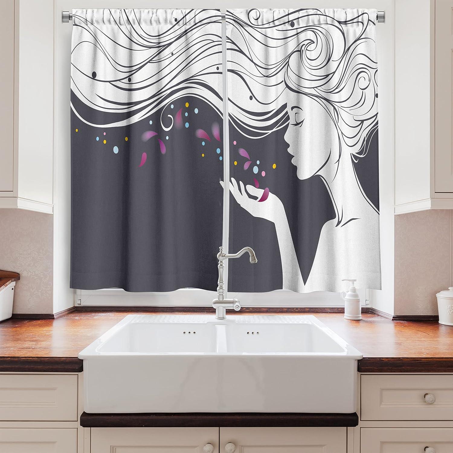 imageAmbesonne Retro Kitchen Curtains Classical Plaid Pattern Scottish Striped Tartan Traditional Graphic Illustration Window Drapes 2 Panel Set for Kitchen Cafe Decor 55quot X 39quot Vermilion BlackWhite Grey