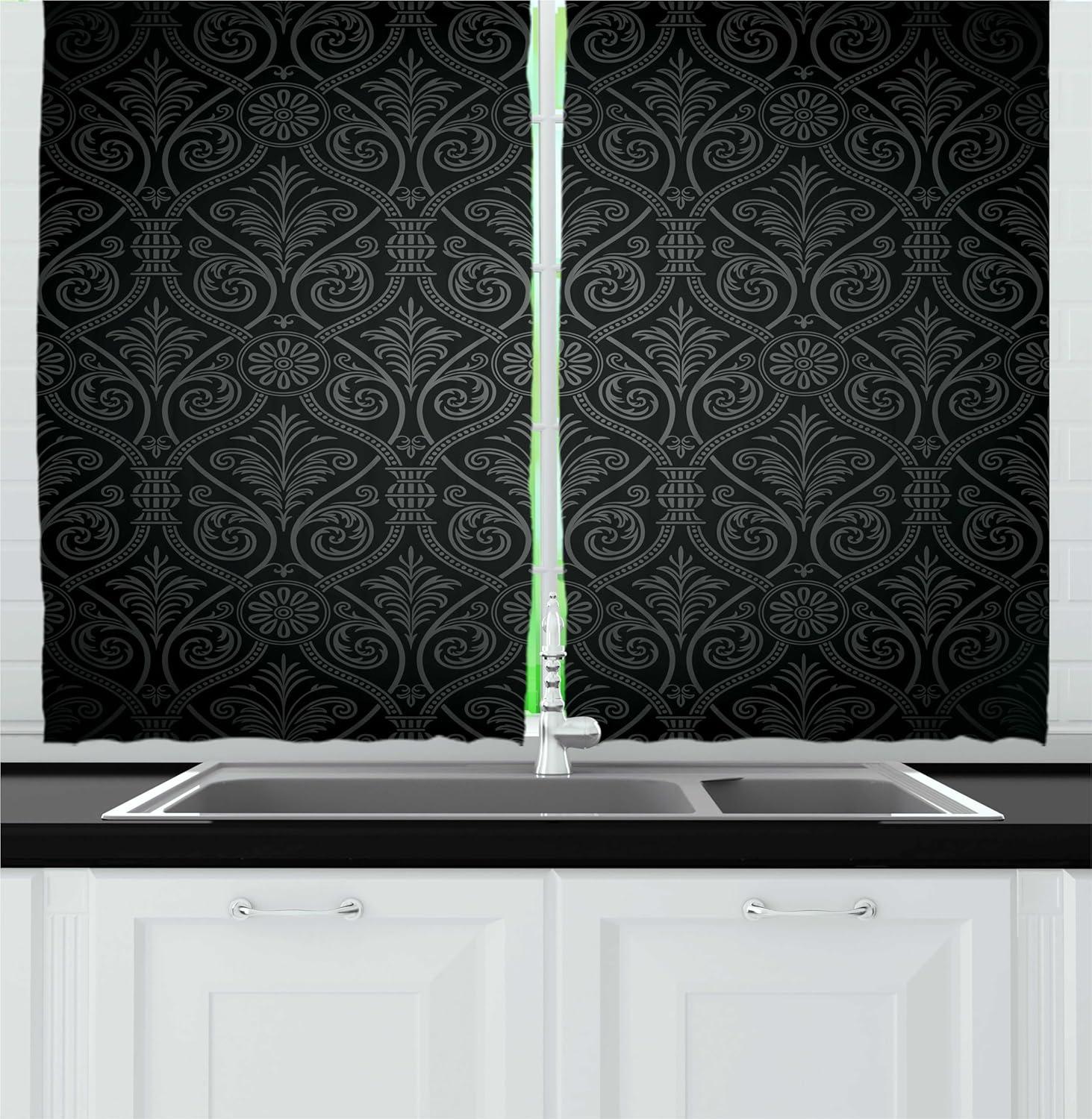 imageAmbesonne Retro Kitchen Curtains Classical Plaid Pattern Scottish Striped Tartan Traditional Graphic Illustration Window Drapes 2 Panel Set for Kitchen Cafe Decor 55quot X 39quot Vermilion BlackCharcoal Grey